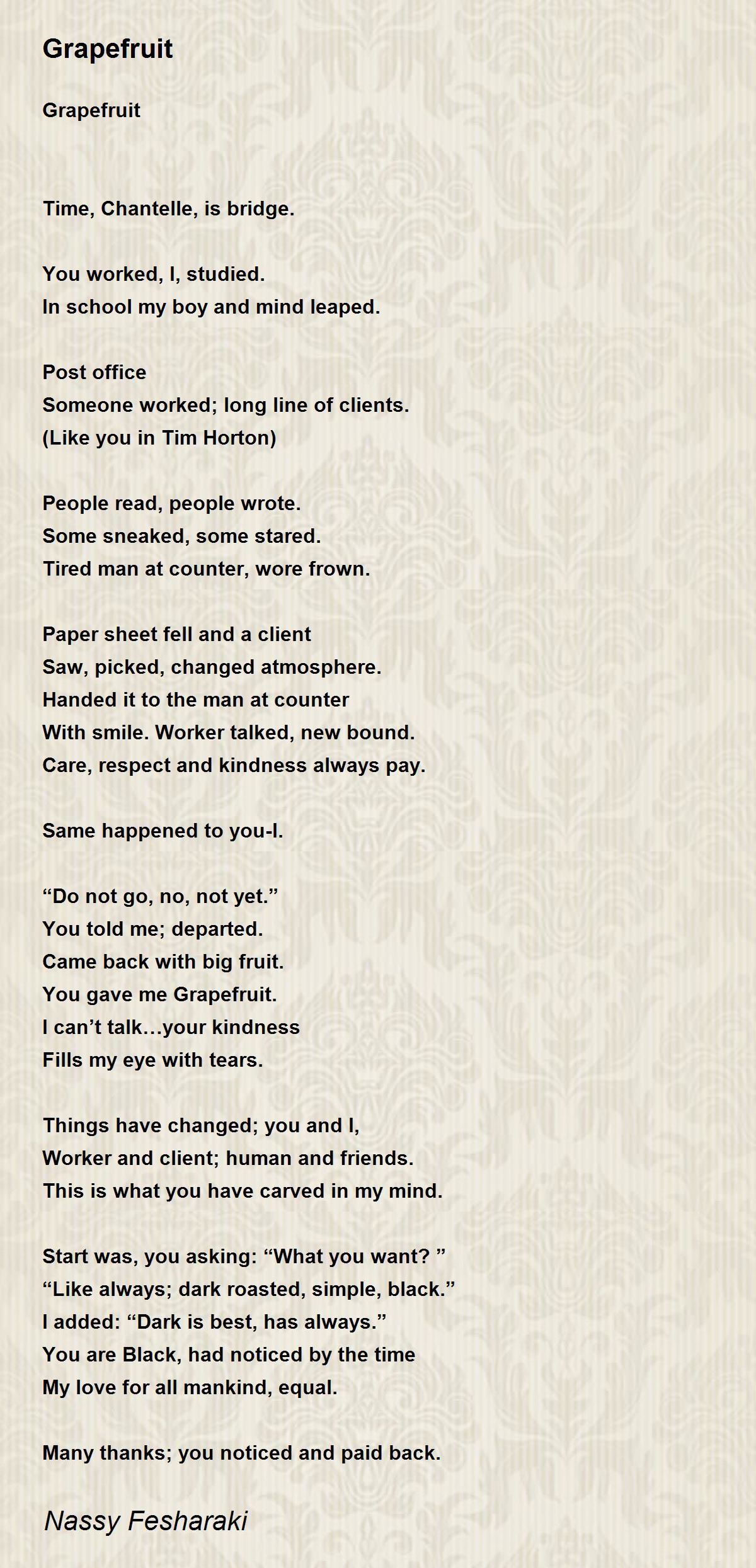Grapefruit Grapefruit Poem by Nassy Fesharaki