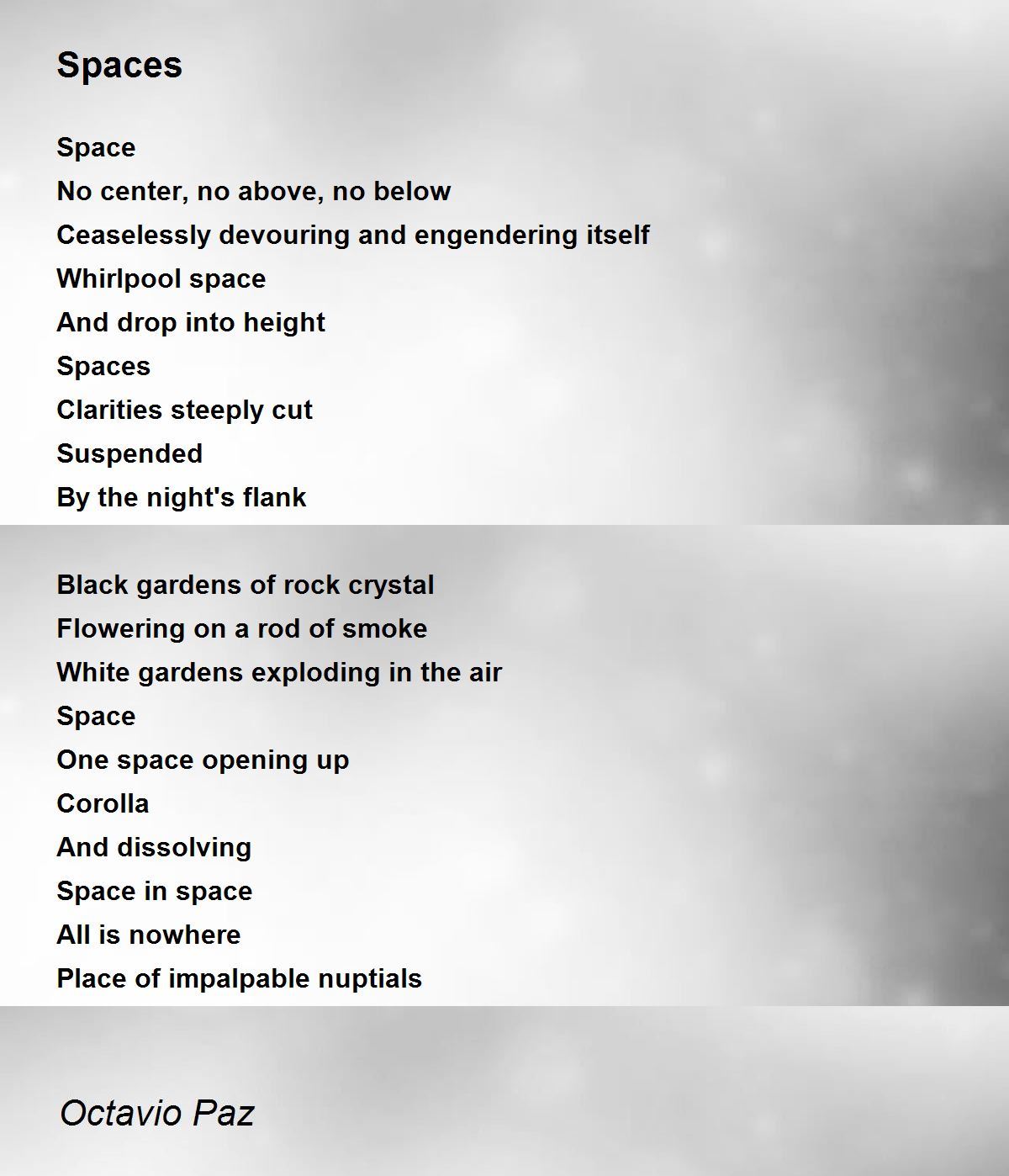 Spaces Poem by Octavio Paz - Poem Hunter