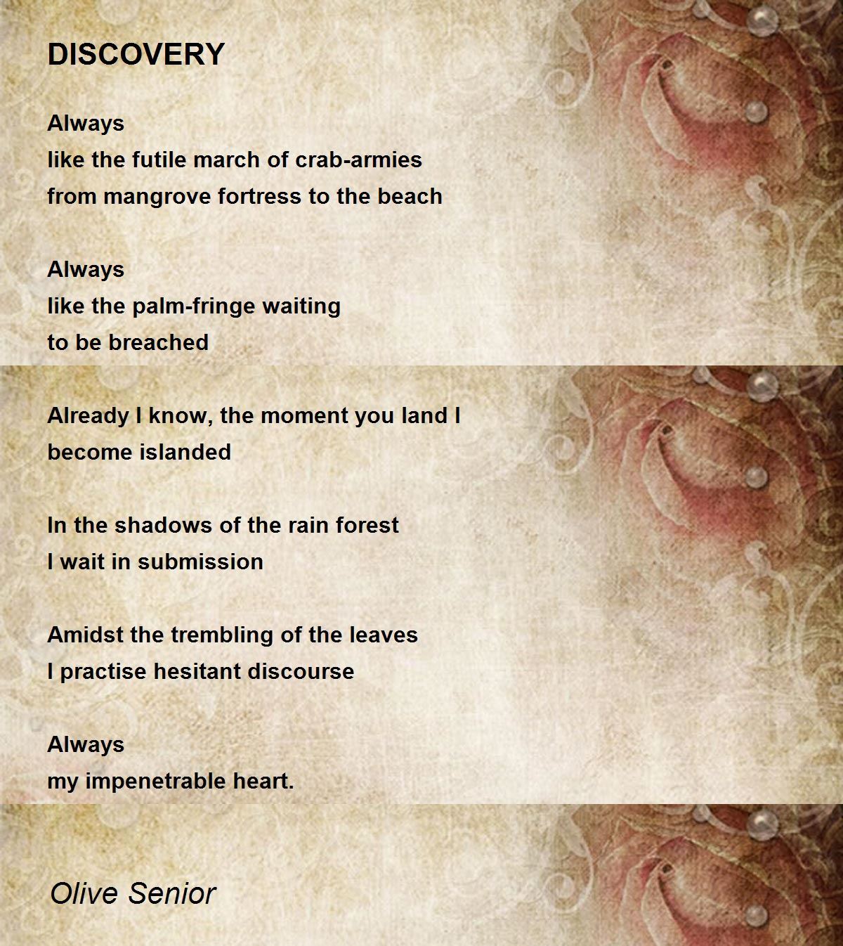DISCOVERY DISCOVERY Poem by Olive Senior