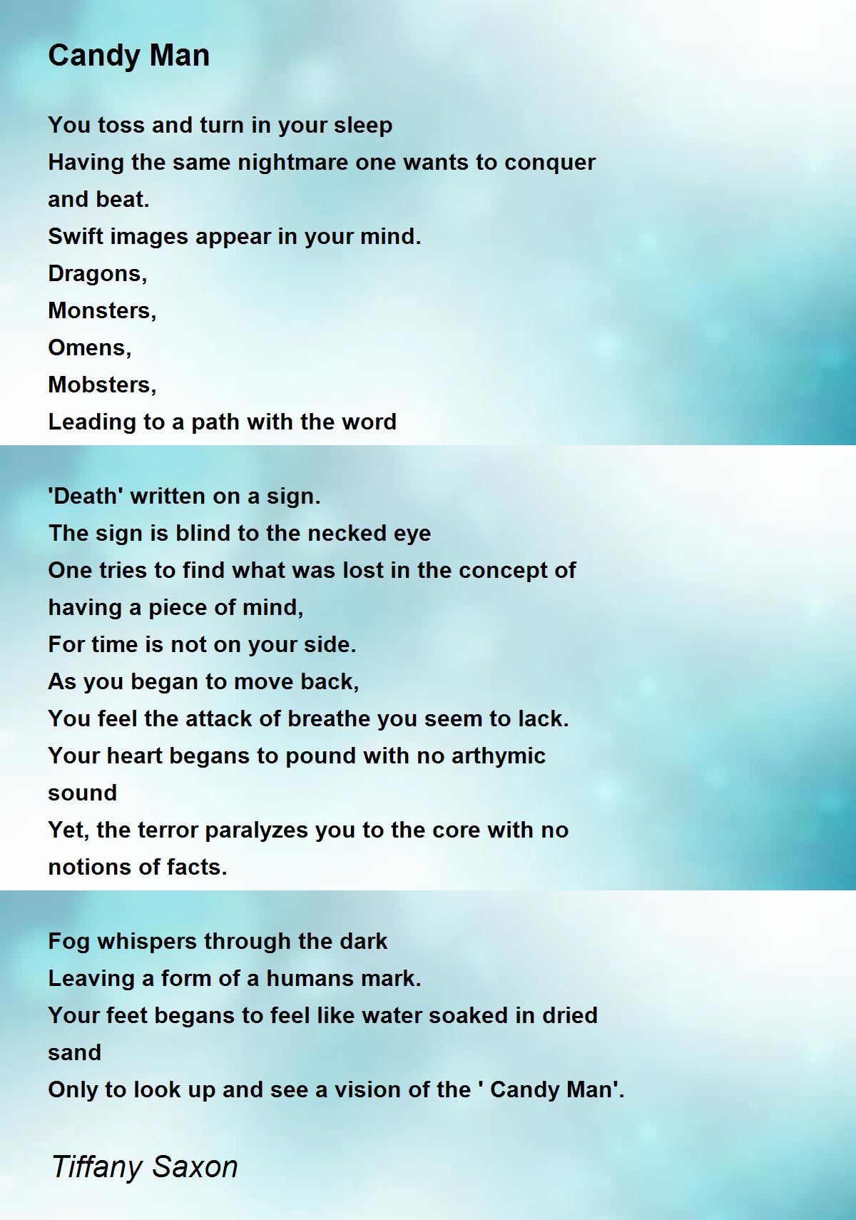 Candy Man Candy Man Poem by Tiffany Saxon