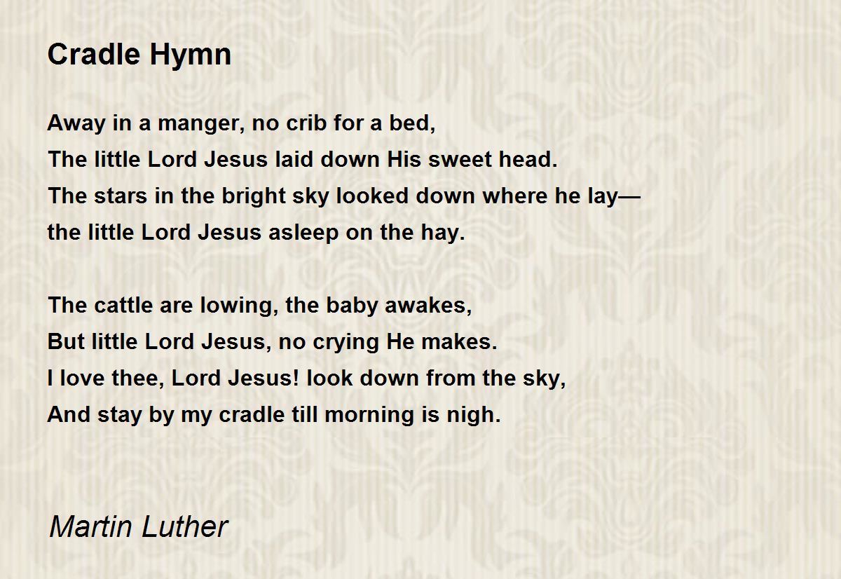 Cradle Hymn Cradle Hymn Poem by Martin Luther