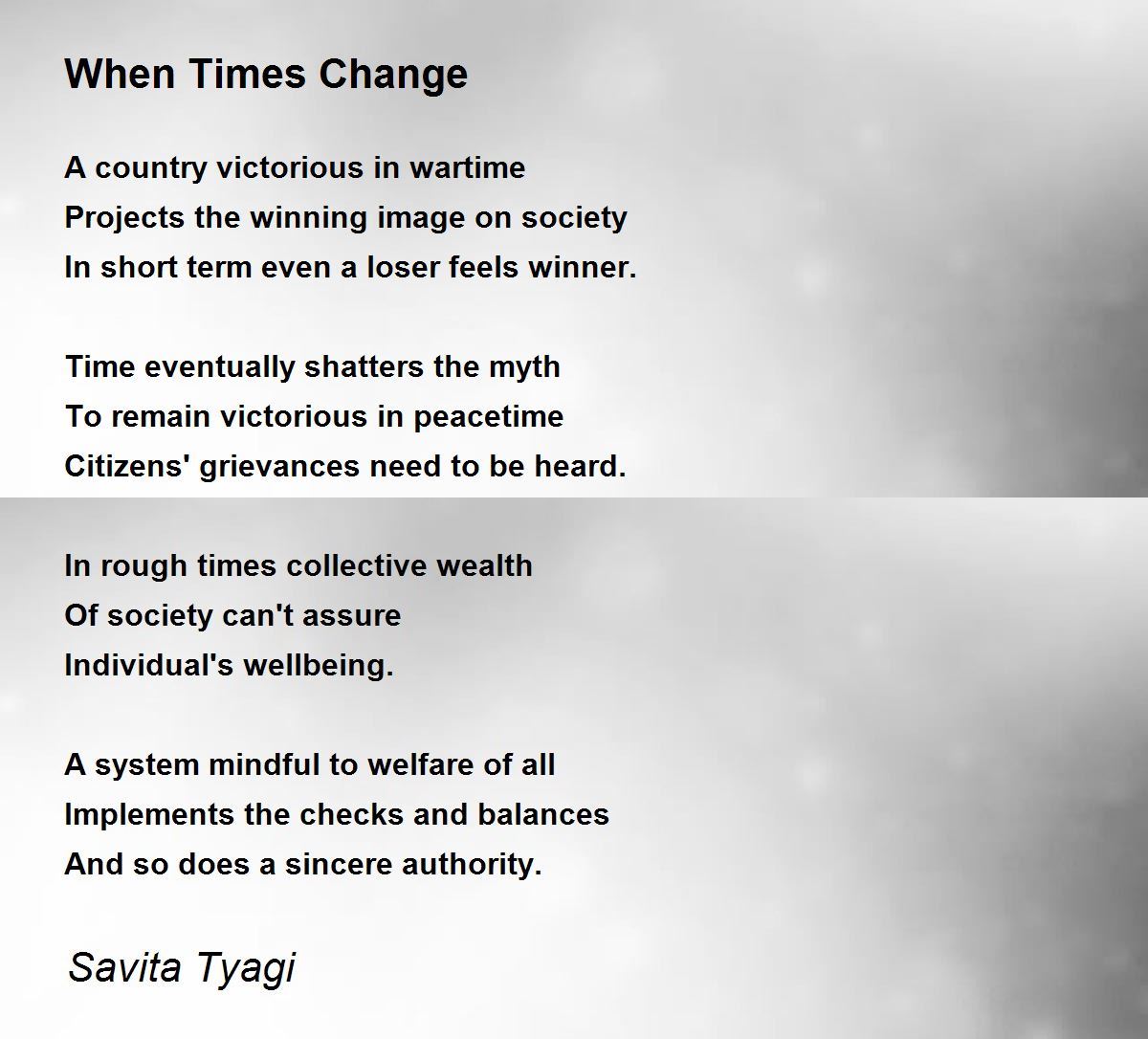 When Times Change When Times Change Poem by Savita Tyagi
