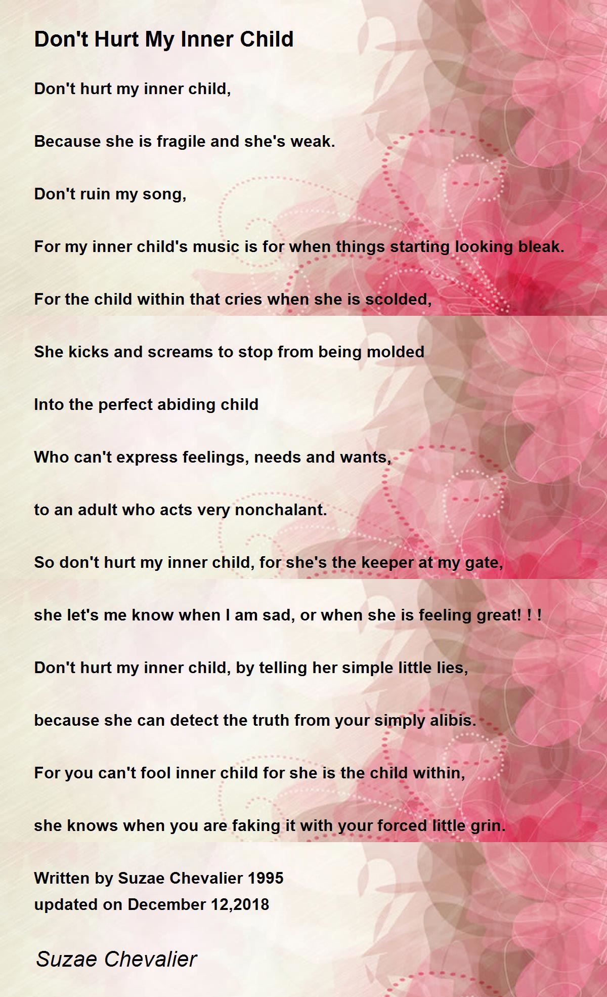 Don't Hurt My Inner Child Poem by Suzae Chevalier - Poem Hunter