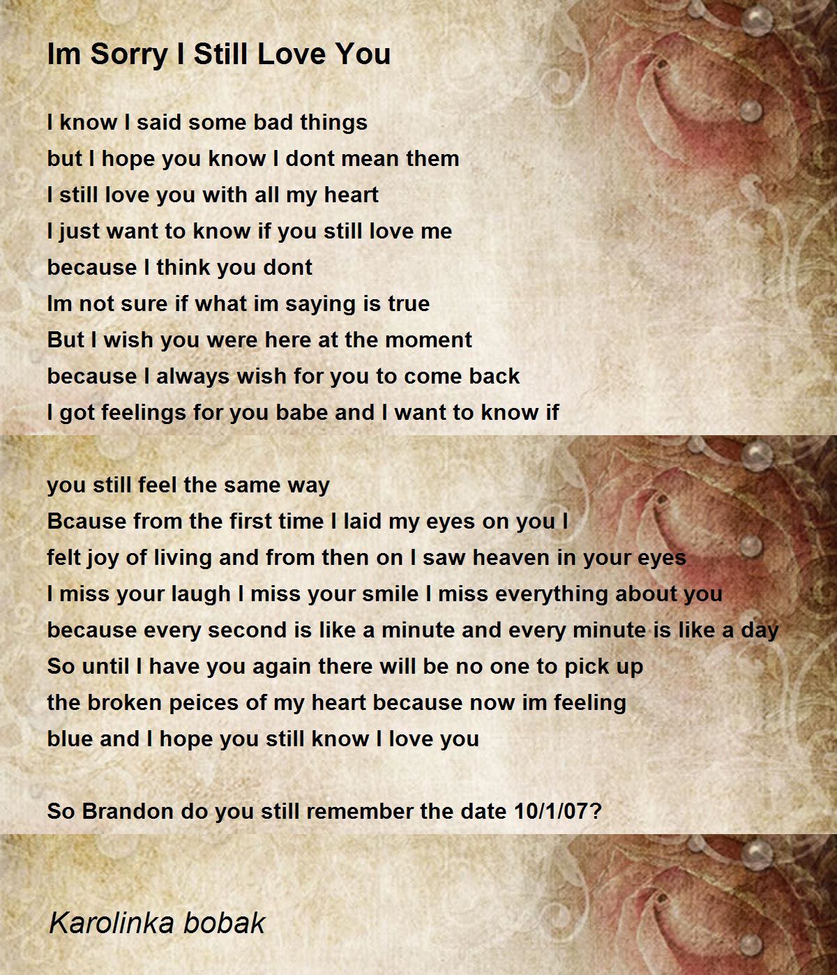 Poems sorry love im I Am