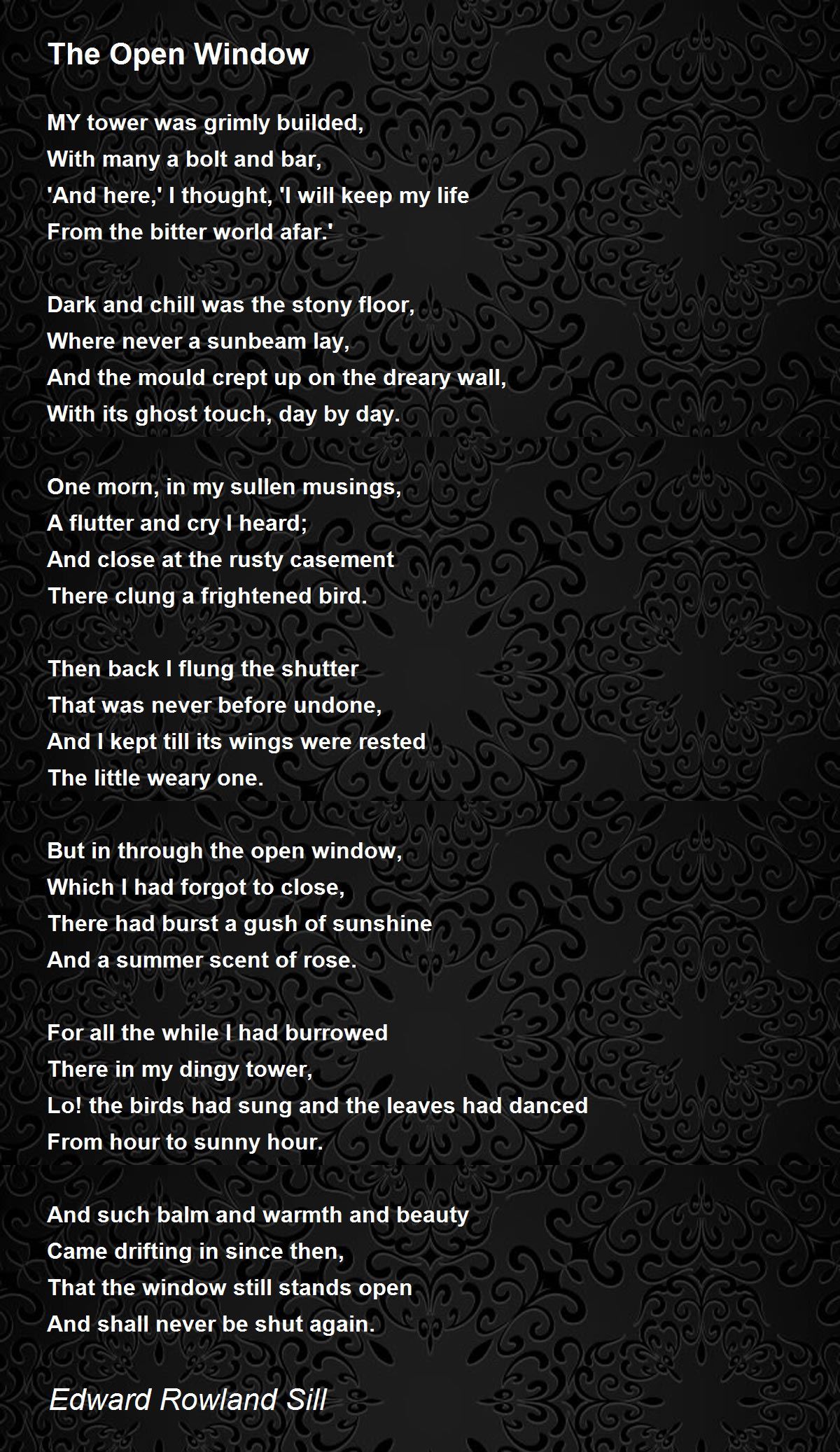 The Open Window The Open Window Poem by Edward Rowland Sill