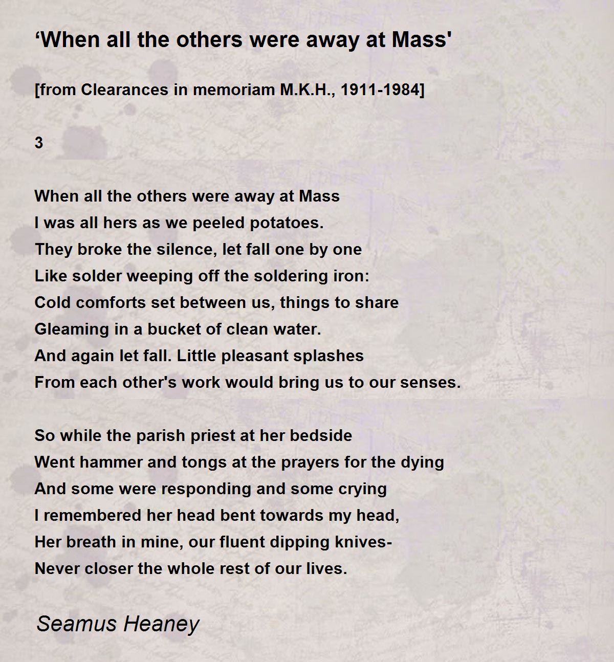 ‘When all the others were away at Mass' ‘When all the others were