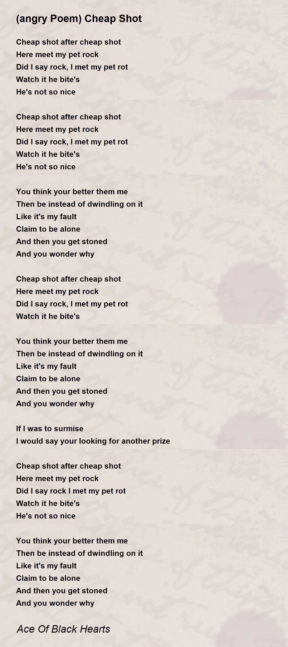 (angry Poem) Cheap Shot (angry Poem) Cheap Shot Poem by Ace Of Black