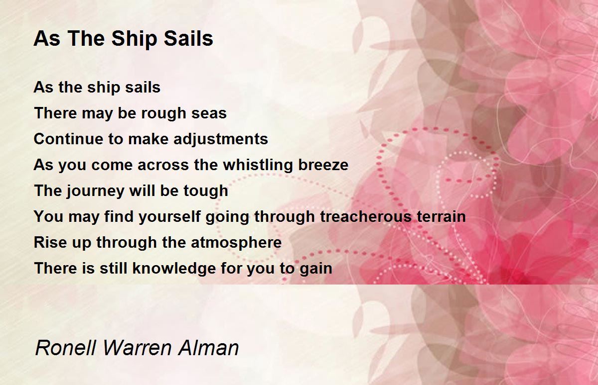 As The Ship Sails As The Ship Sails Poem by Ronell Warren Alman