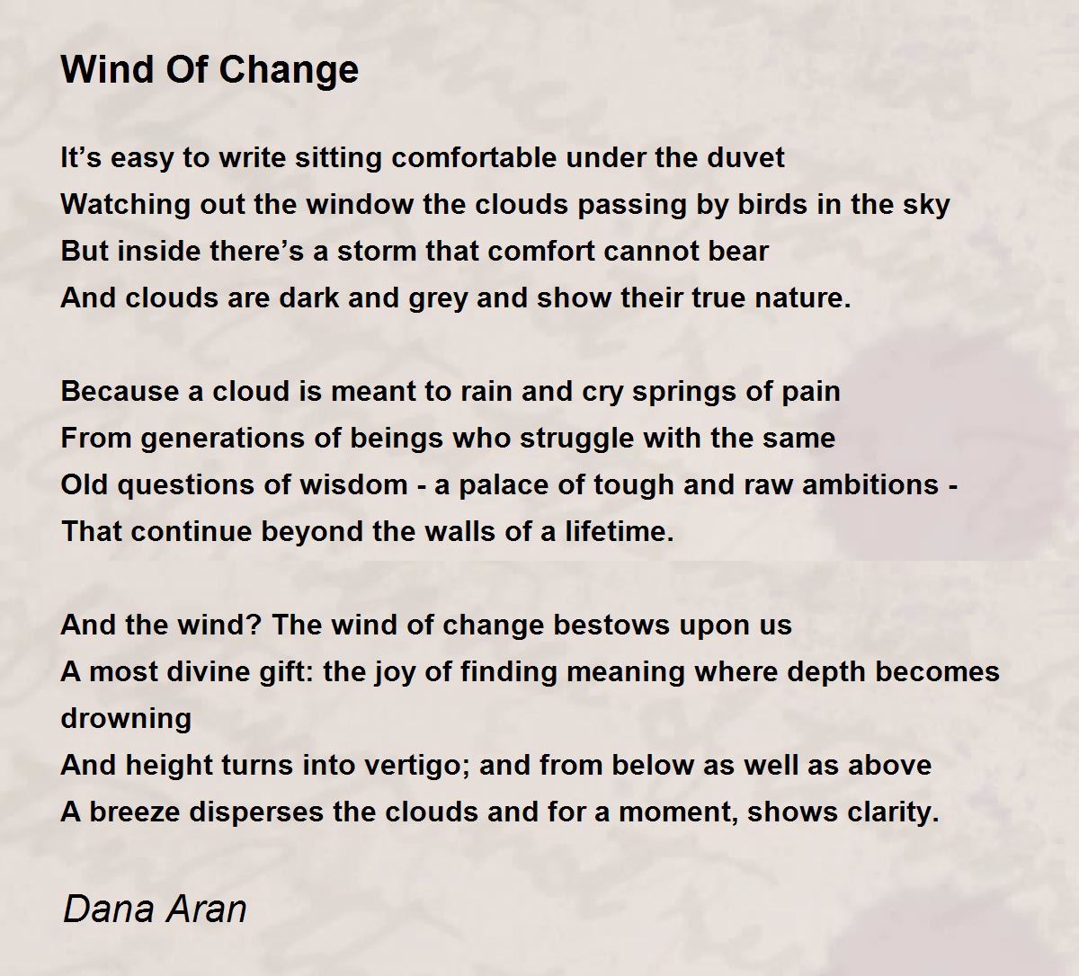 Wind Of Change - Wind Of Change Poem by Dana Aran