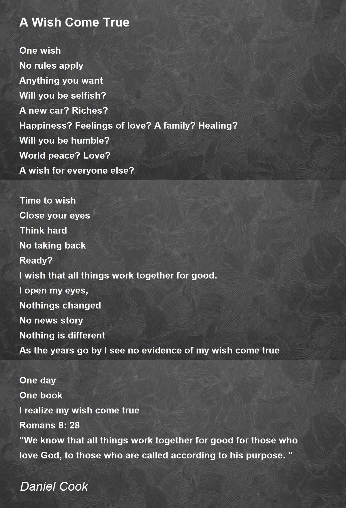 A Wish Come True Poem by Daniel Cook - Poem Hunter