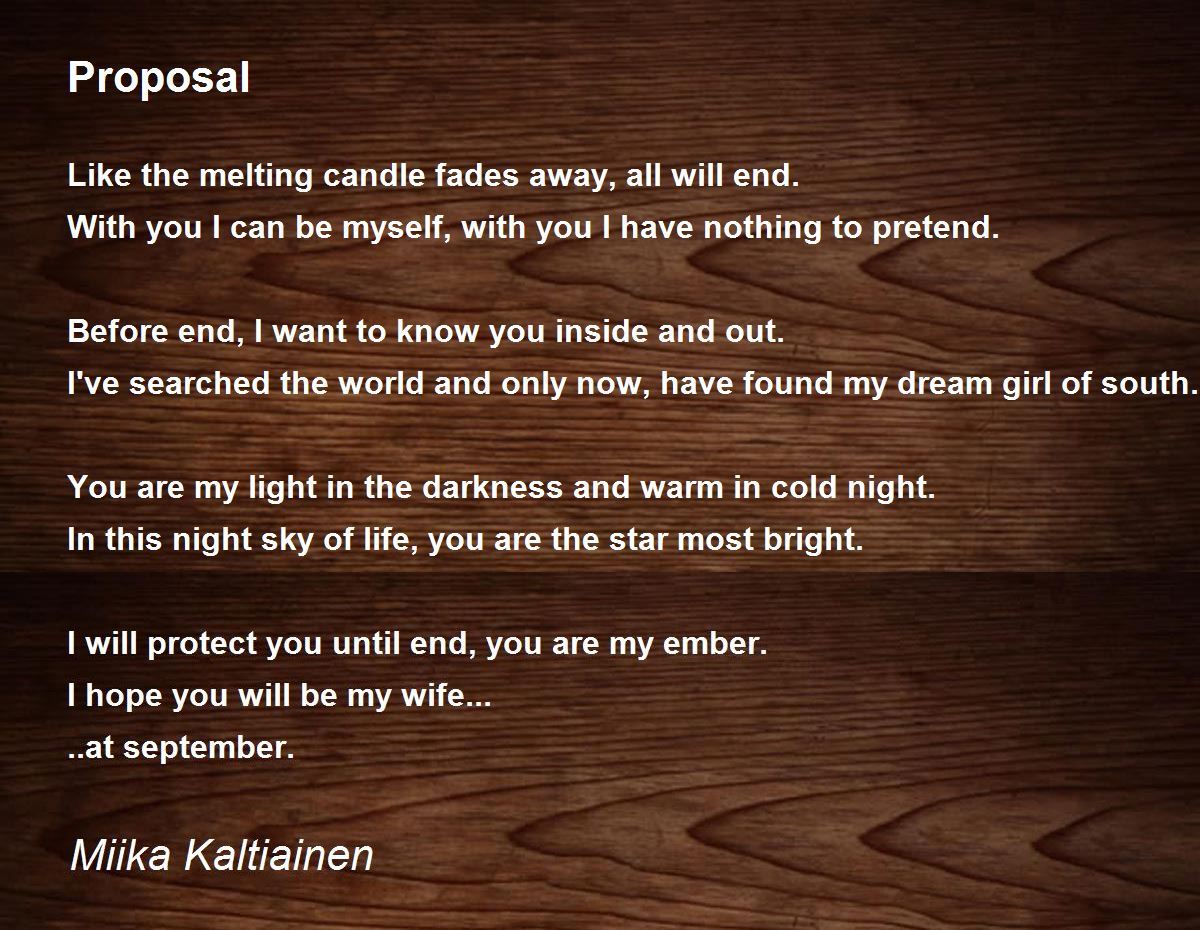 Proposal Proposal Poem by Miika Kaltiainen