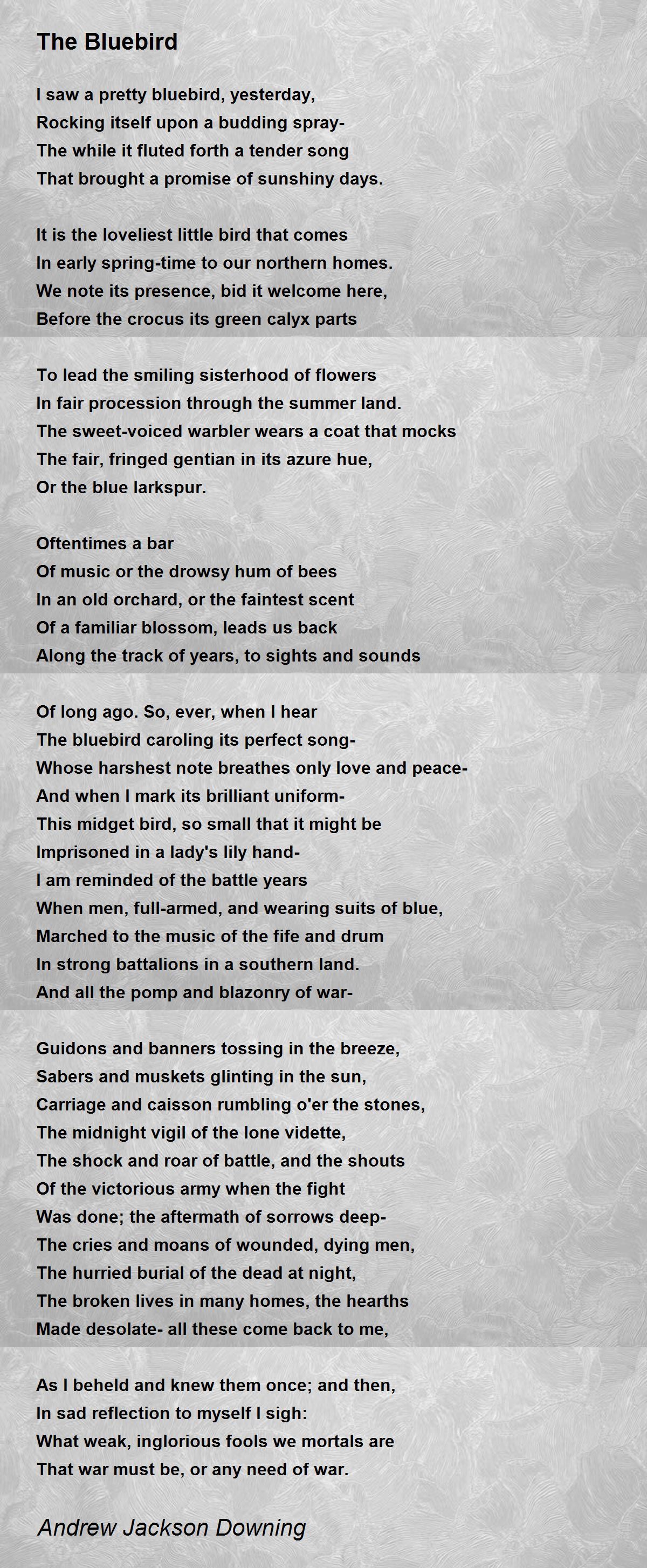 The Bluebird by Andrew Jackson Downing The Bluebird Poem