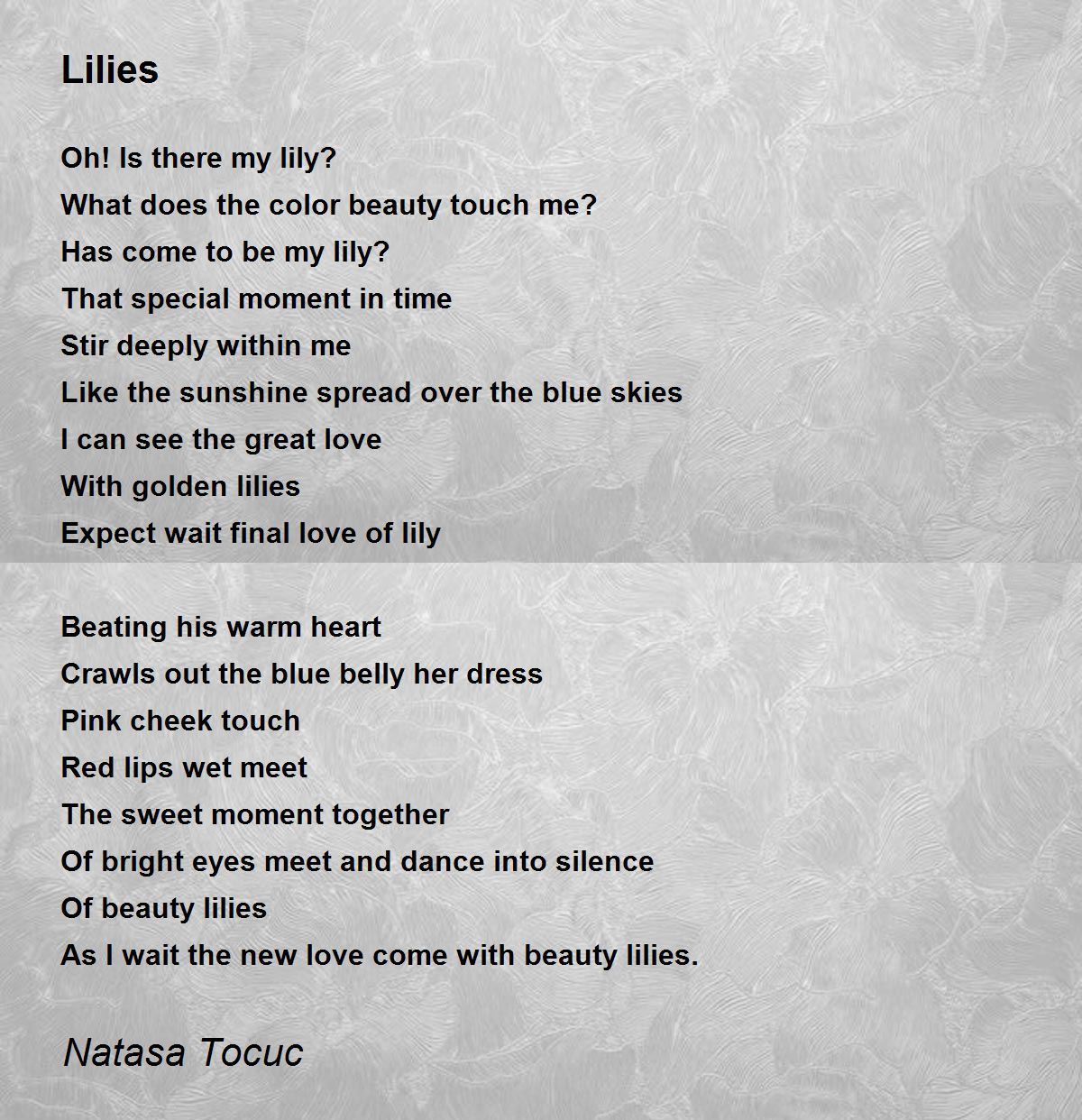 Lilies Lilies Poem by Natasa To