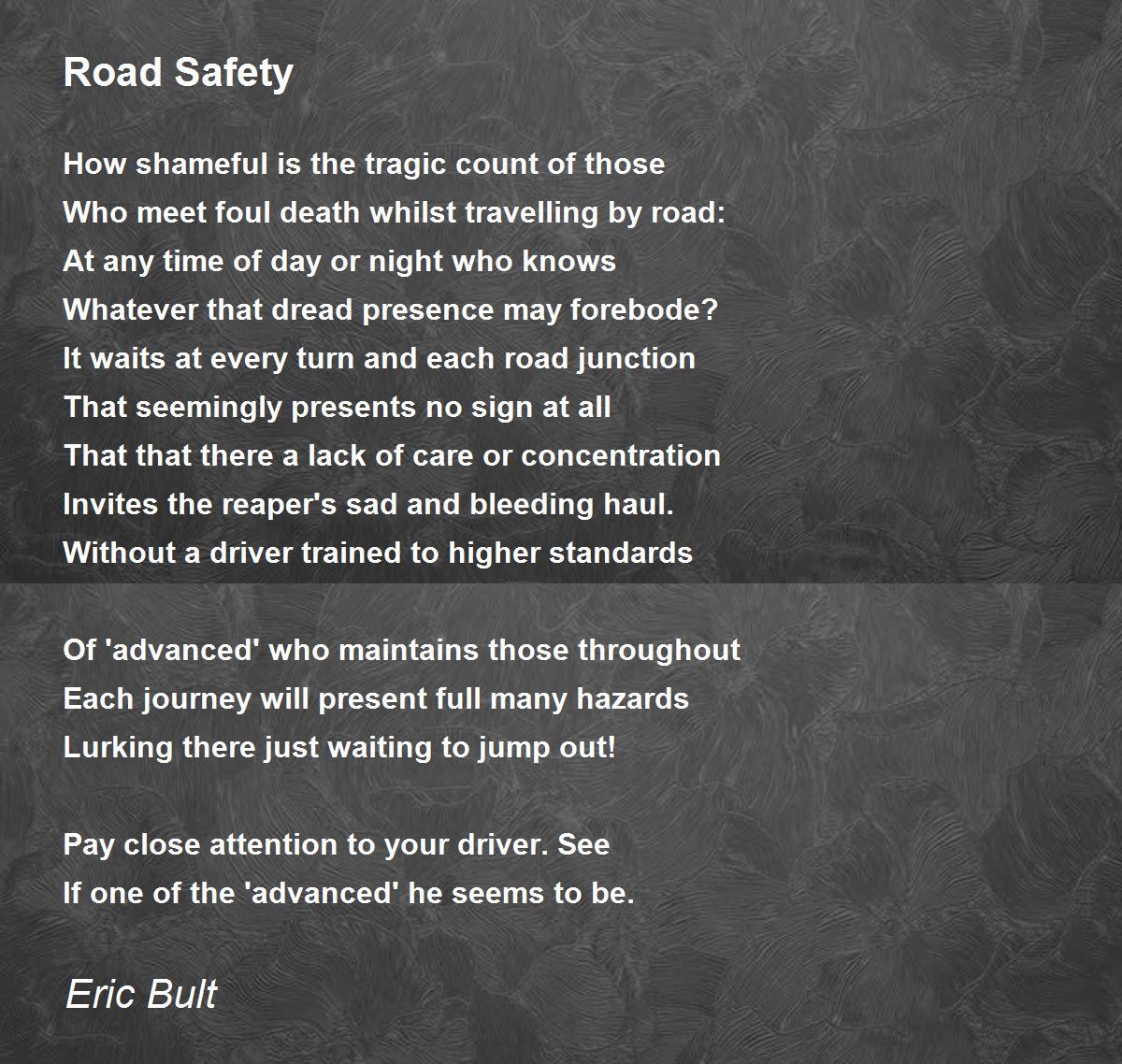 Road Safety Poem English