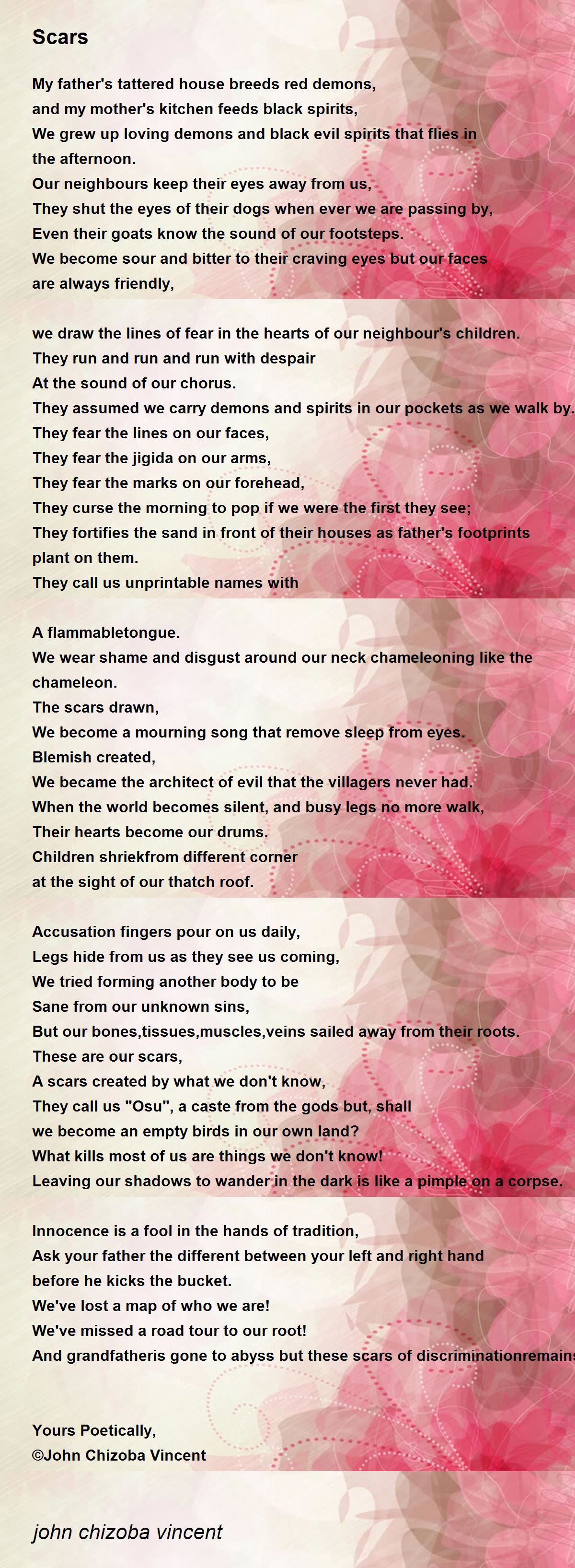 Scars Scars Poem by john chizoba vincent