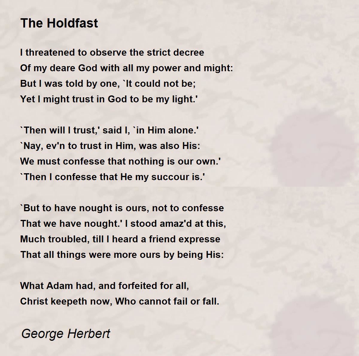 The Holdfast The Holdfast Poem by Herbert