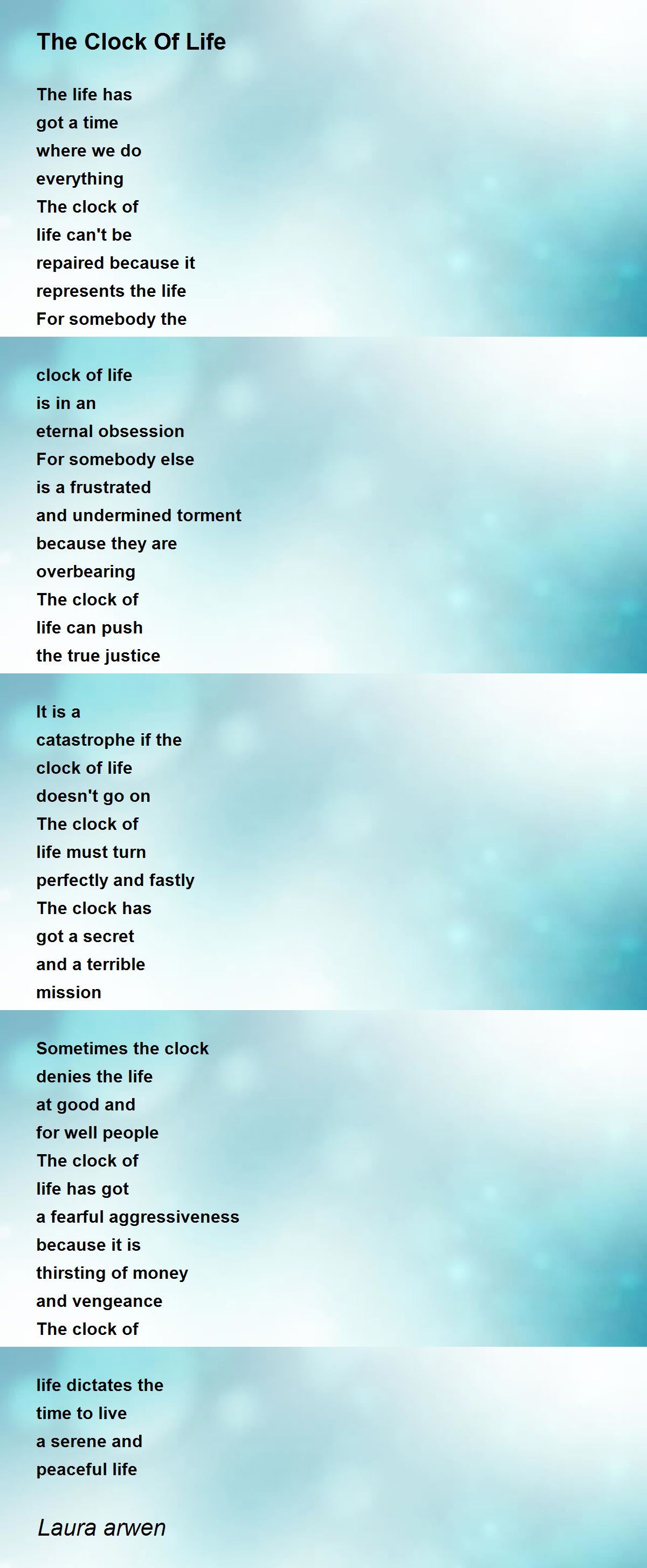 The Clock Of Life by Laura arwen The Clock Of Life Poem