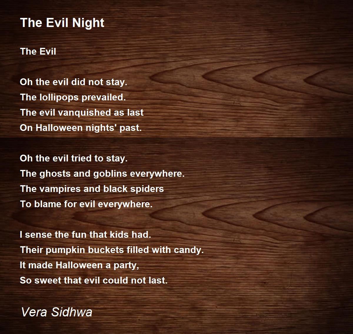 The Evil Night The Evil Night Poem By Vera Sidhwa