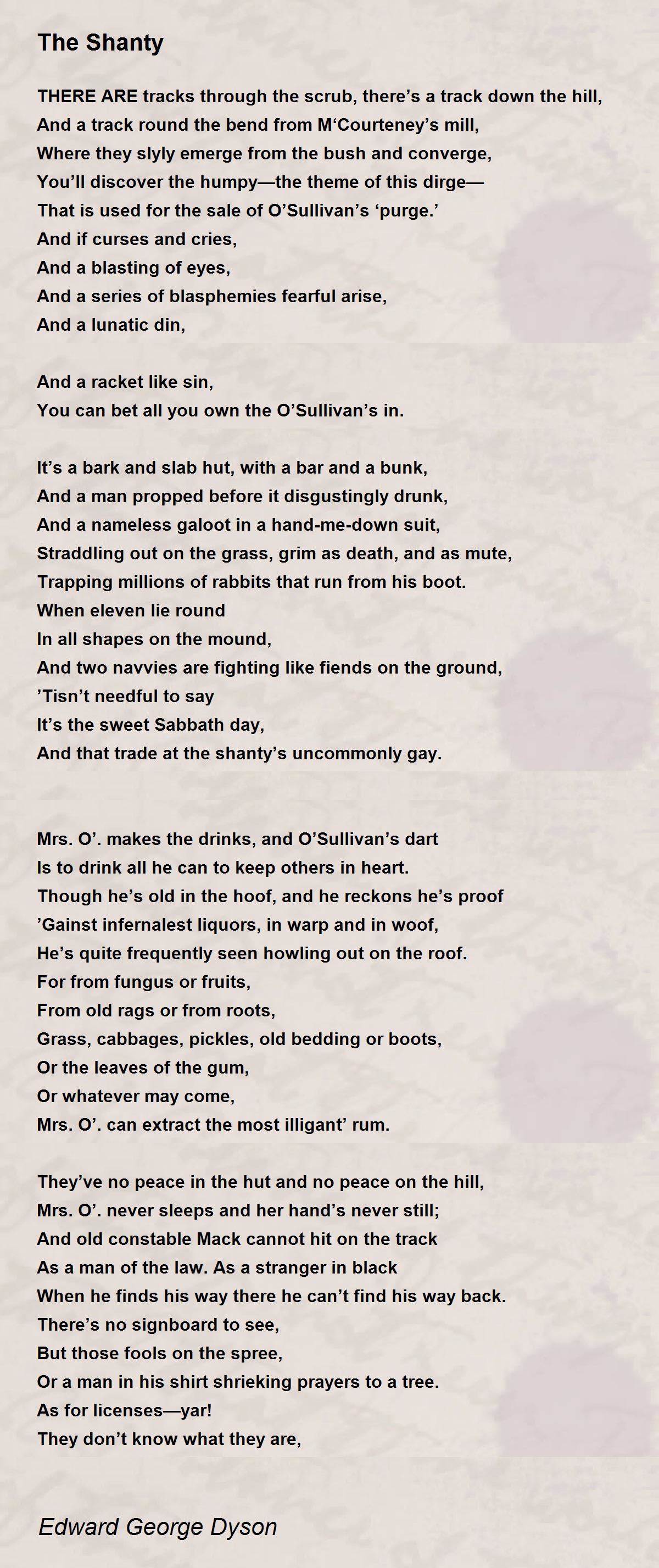 The Shanty The Shanty Poem by Edward Dyson