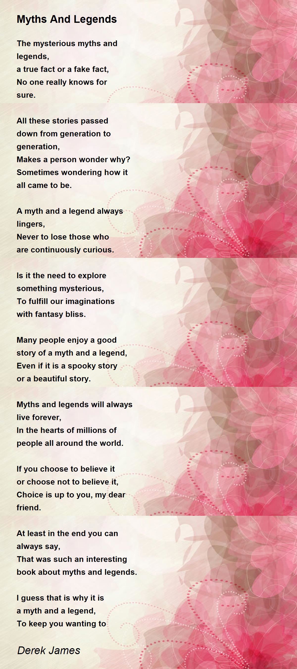 Myths And Legends Myths And Legends Poem By Derek James