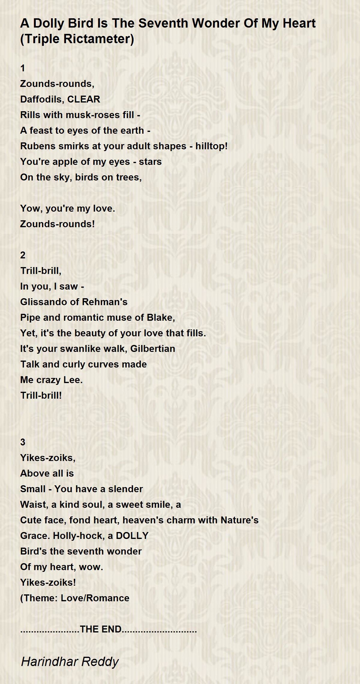 A Dolly Bird Is The Seventh Wonder Of My Heart (Triple Rictameter) A