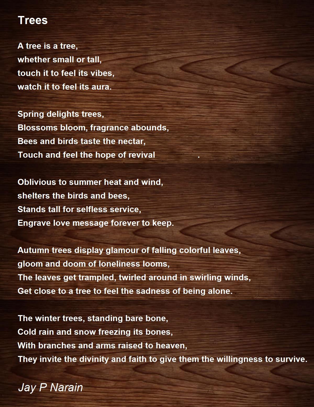 Trees Trees Poem by Jay P Narain