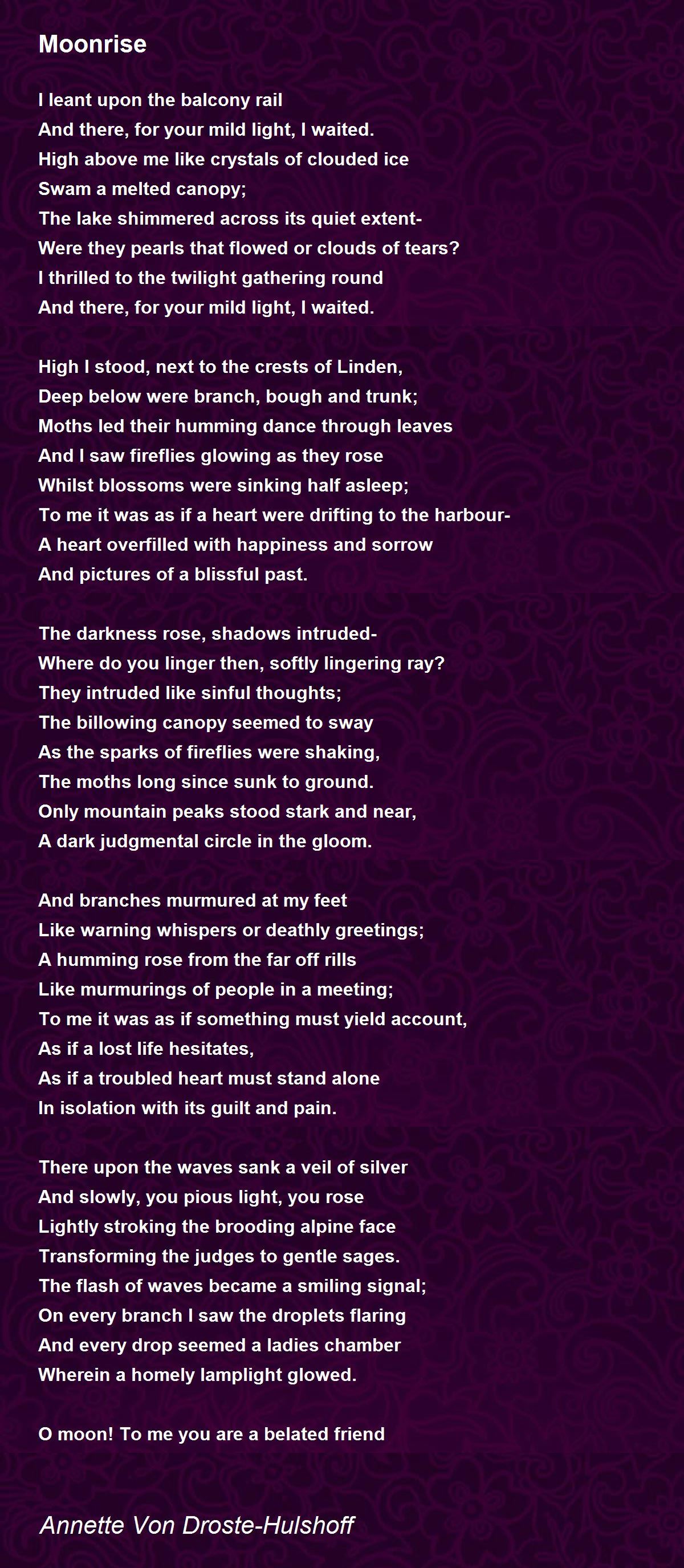 Moonrise Moonrise Poem by Von DrosteHulshoff