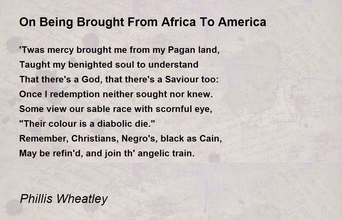 phillis wheatley poem from africa to america
