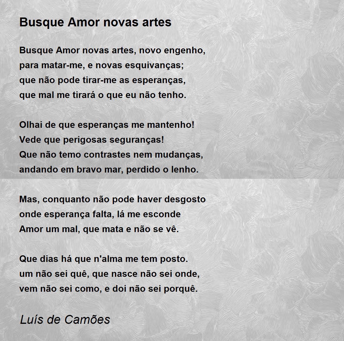 Busque Amor novas artes - Busque Amor novas artes Poem by Luís de Camões