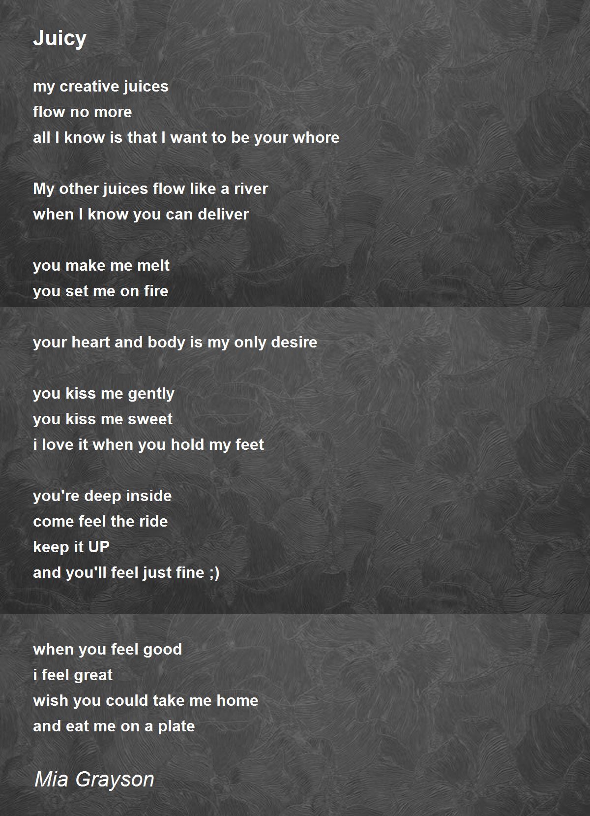 Juicy Juicy Poem by Mia Grayson