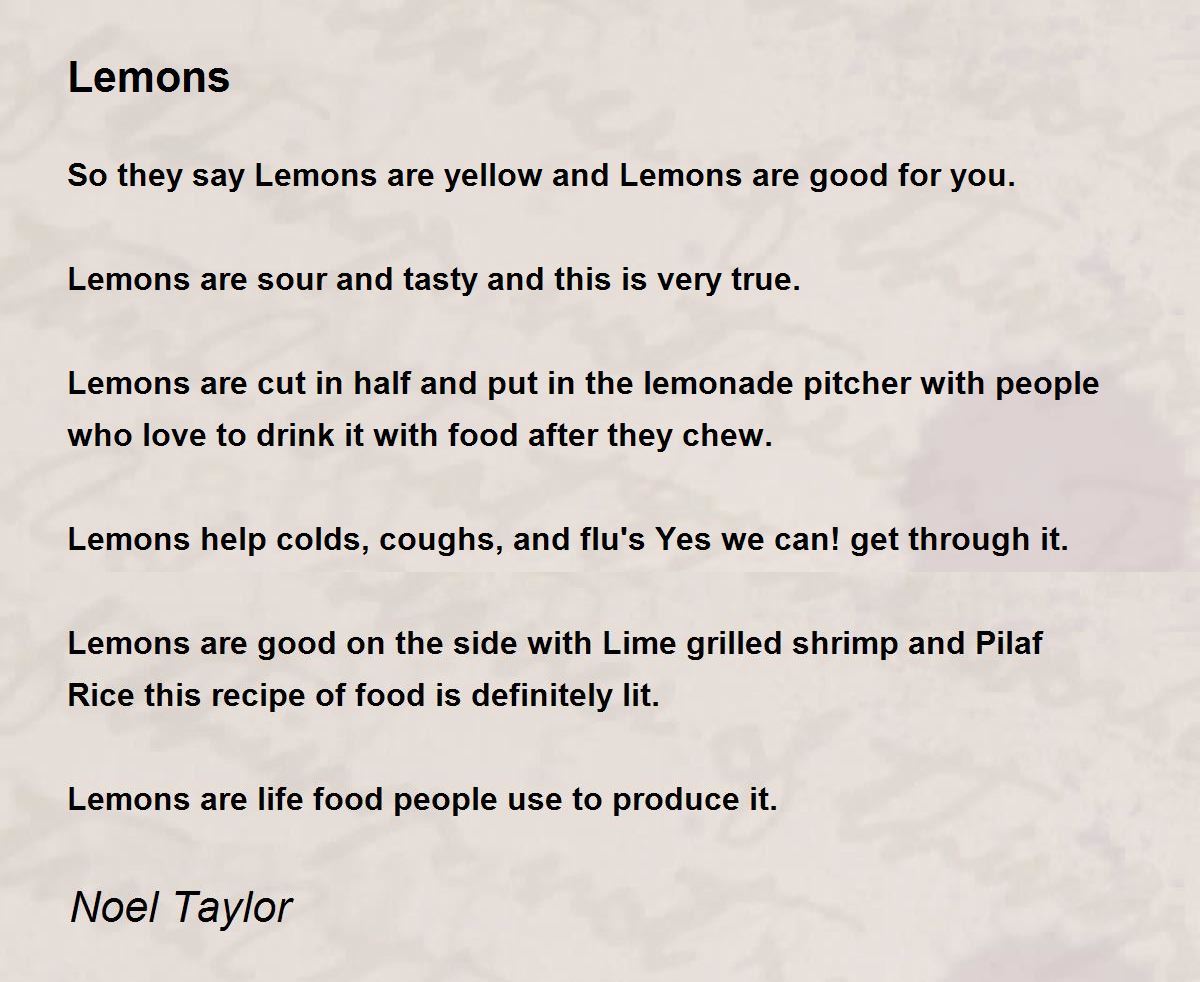 Lemons by Noel Taylor Lemons Poem