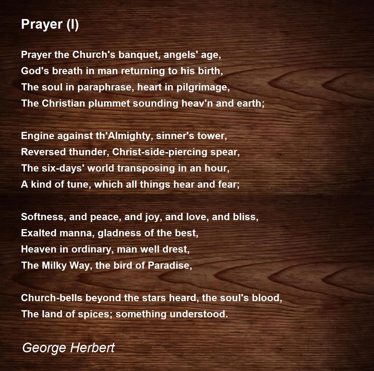 Prayer (I) Poem by George Herbert - Poem Hunter