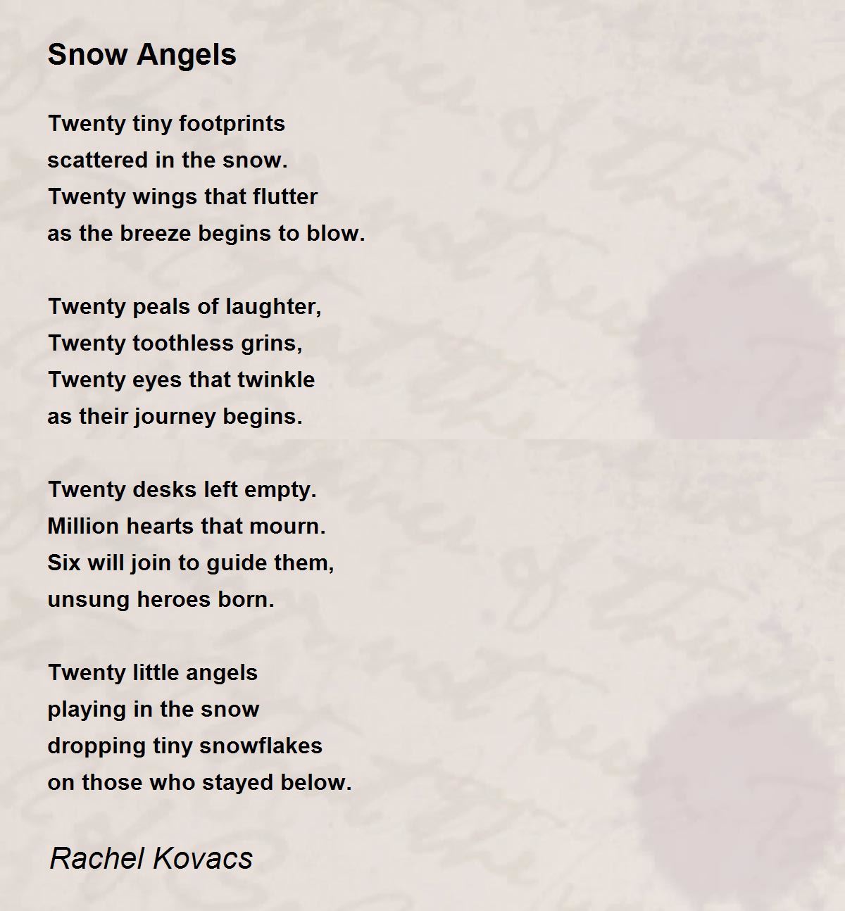 Snow Angels by Rachel Kovacs Snow Angels Poem