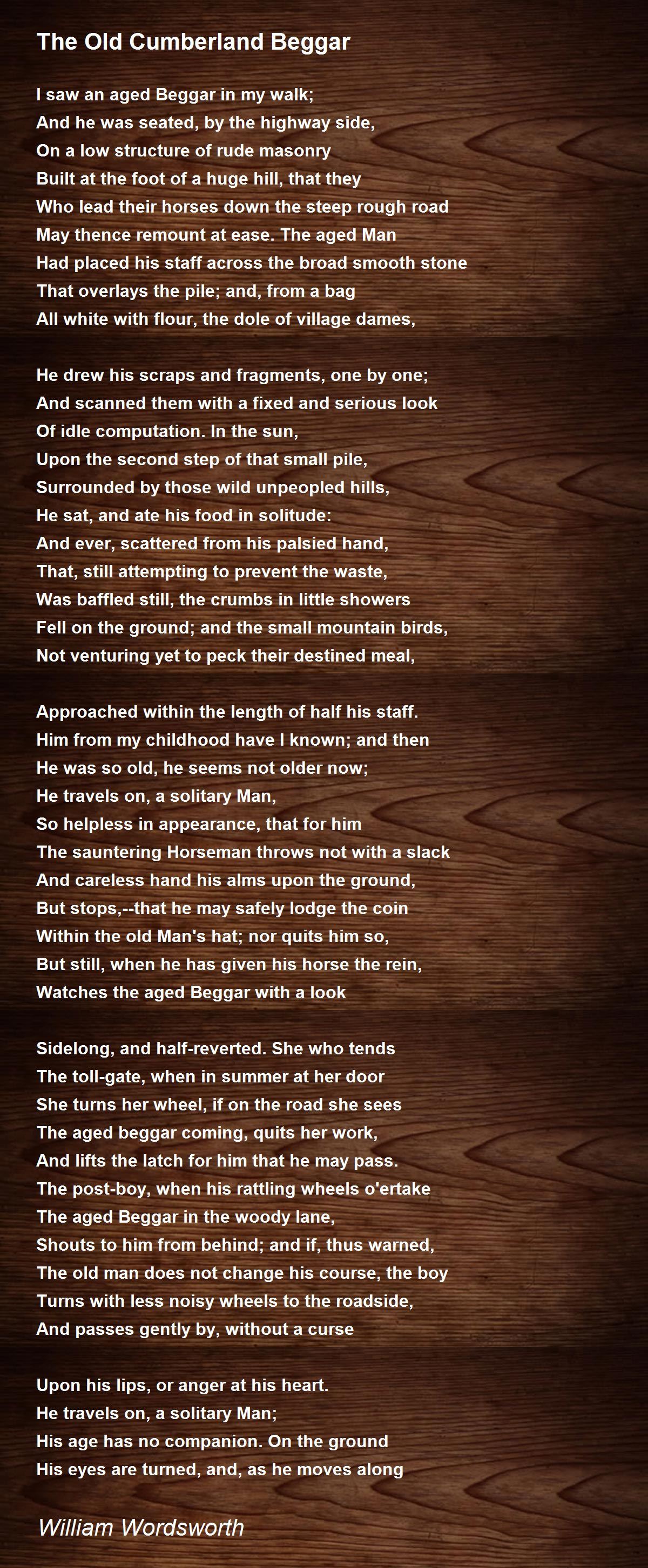 The Old Cumberland Beggar Poem by William Wordsworth - Poem Hunter