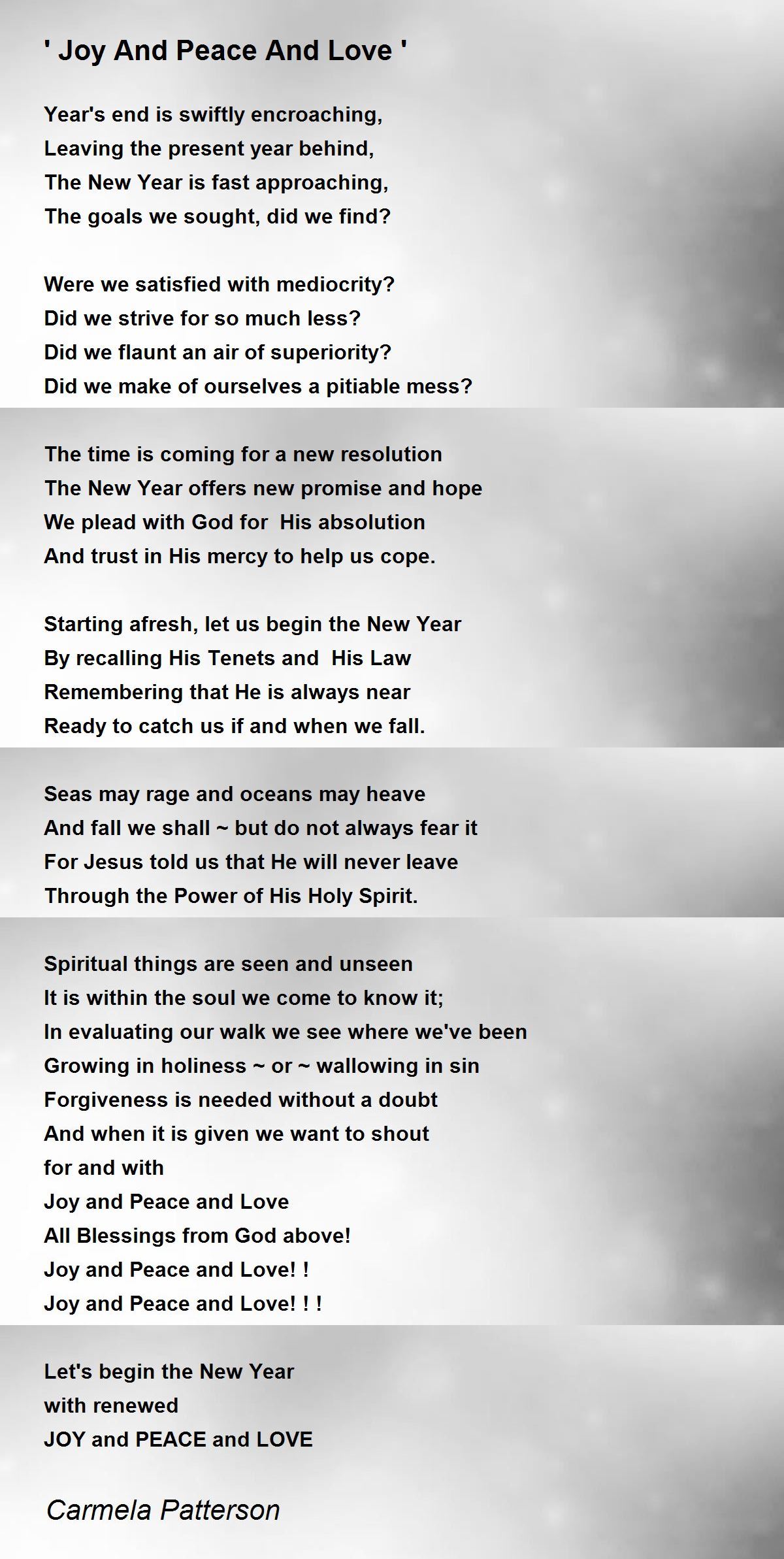 ' Joy And Peace And Love ' ' Joy And Peace And Love ' Poem by Carmela