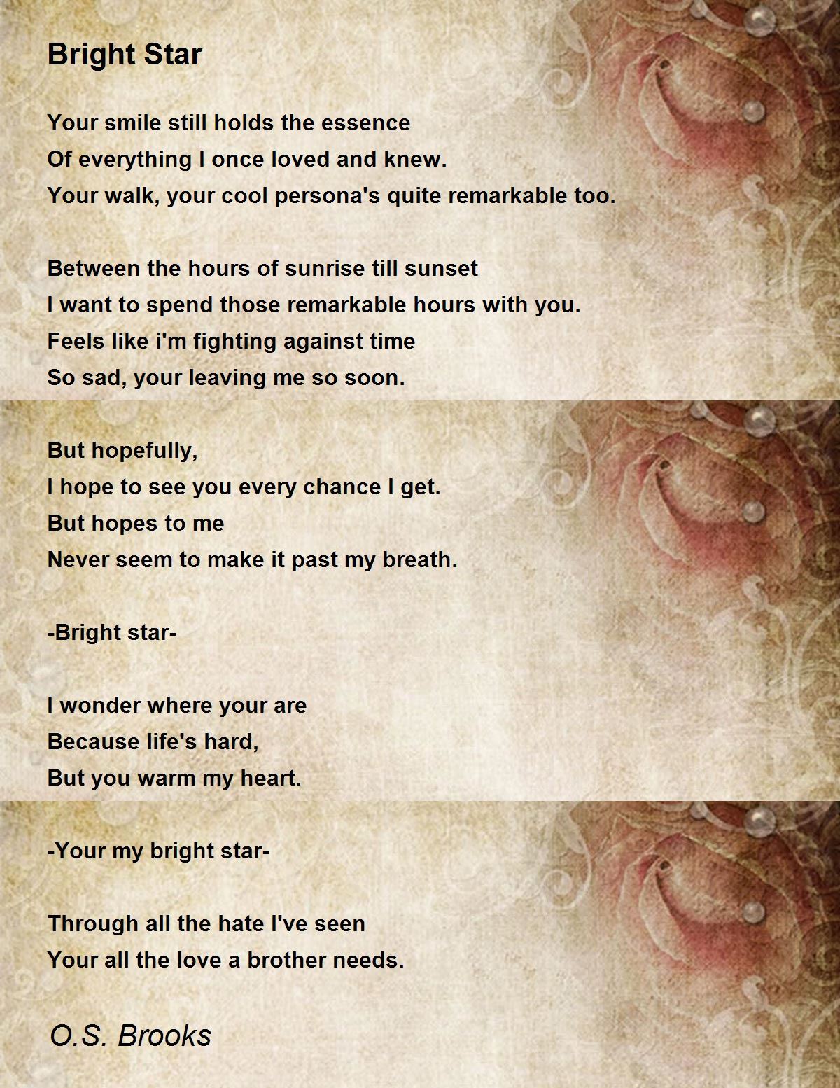Bright Star Bright Star Poem By O S Brooks