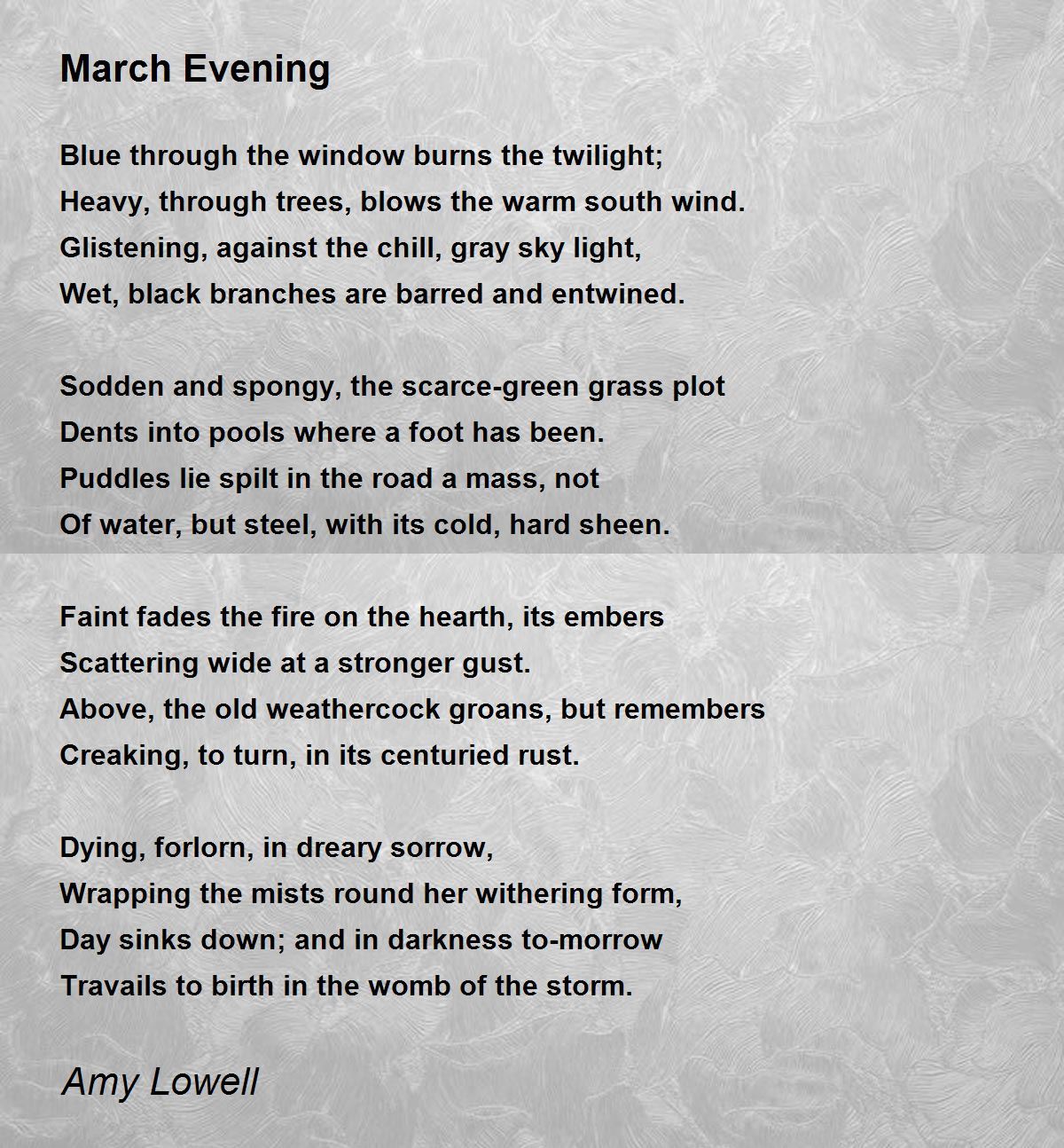 The Sky Is Blue The Grass Is Green Poem March Evening Poem by Amy Lowell - Poem Hunter