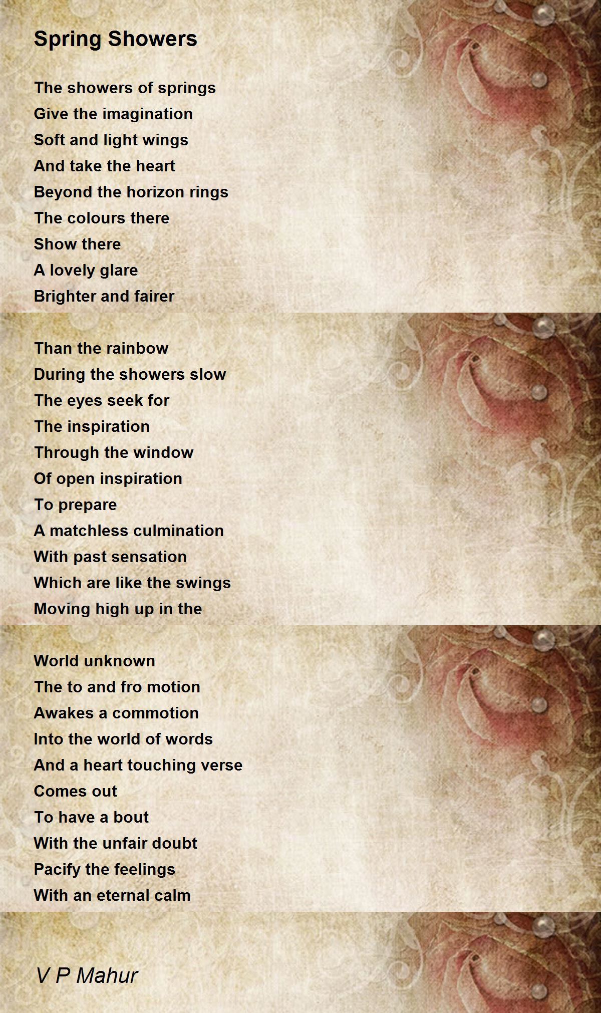 Spring Showers Spring Showers Poem by V P Mahur