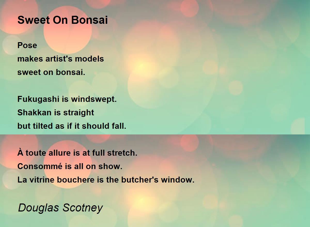 Sweet On Bonsai Poem by Douglas Scotney Poem Hunter