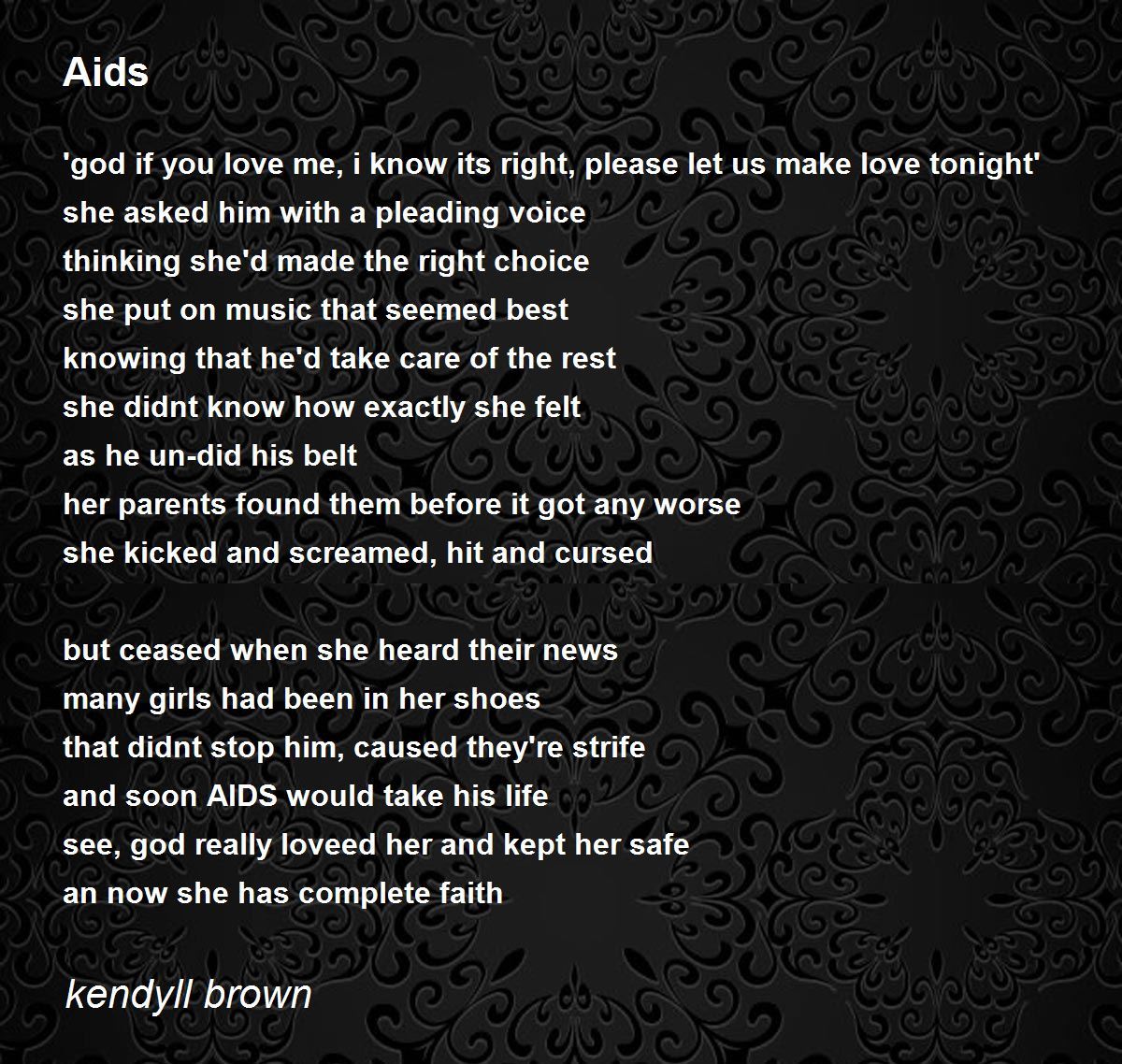 Aids Aids Poem by kendyll brown