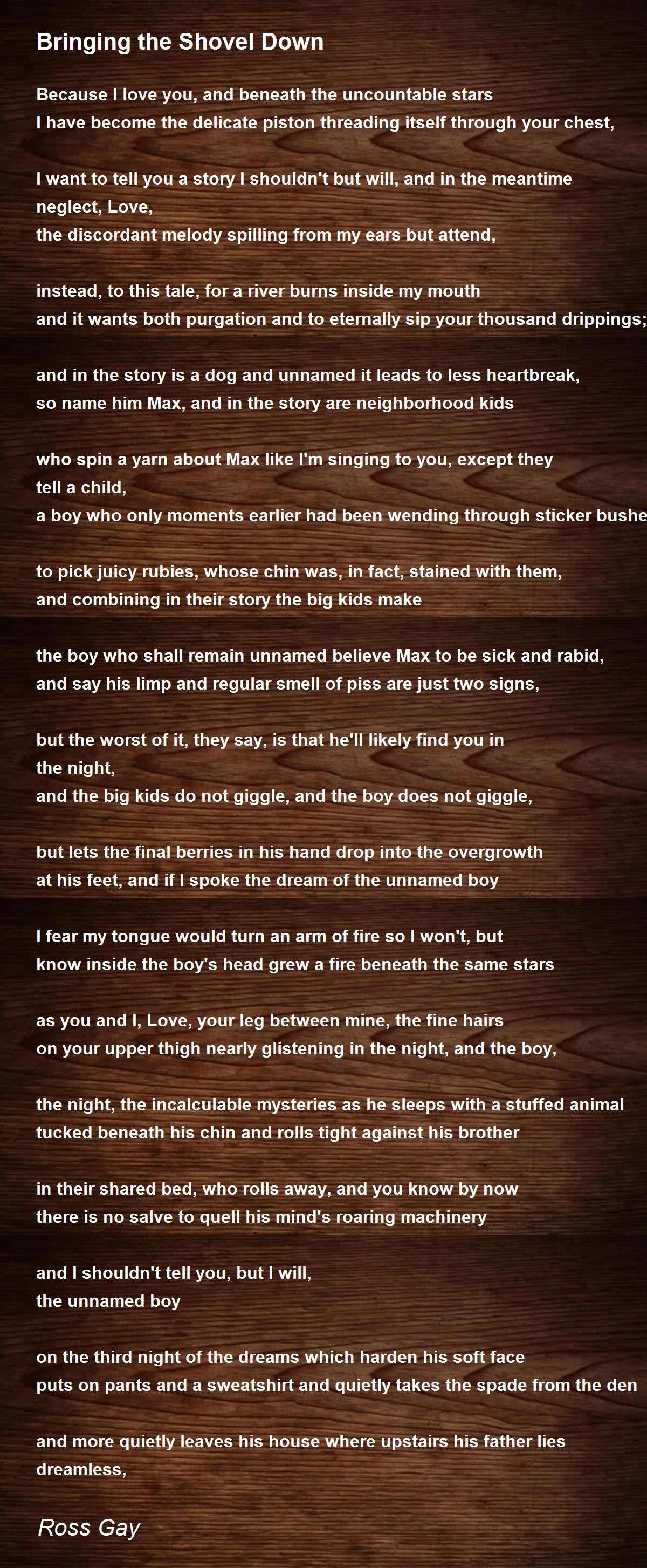 Bringing the Shovel Down Bringing the Shovel Down Poem by Ross Gay