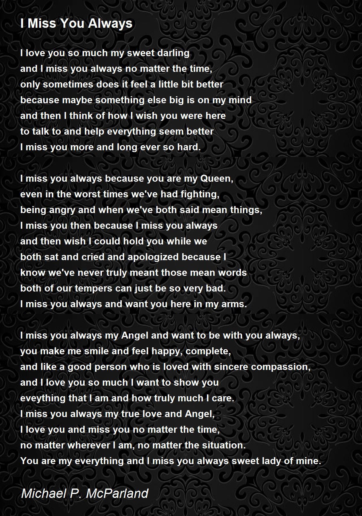I Miss You Always Poem by Michael P. McParland - Poem Hunter