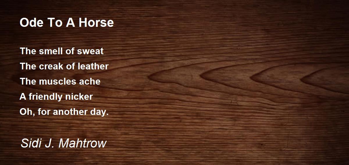 Ode To A Horse by Sidi Mahtrow Ode To A Horse Poem