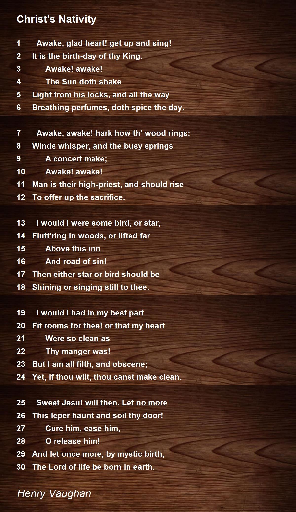 Christ's Nativity Christ's Nativity Poem by Henry Vaughan