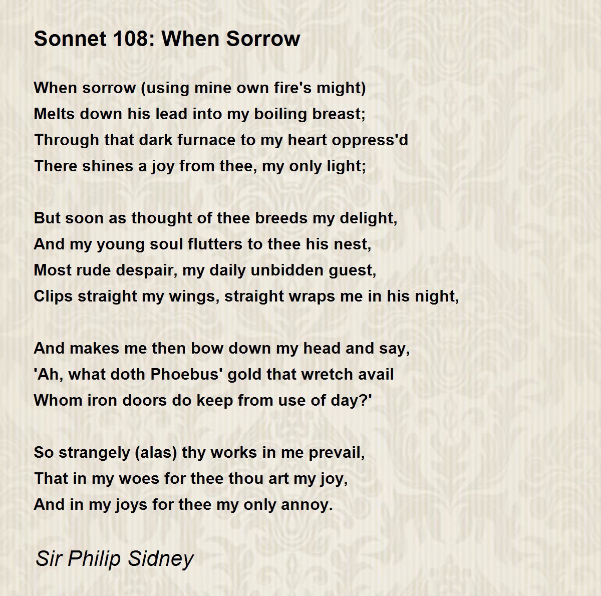 108 When Sorrow Poem by Sir Philip Sidney Poem