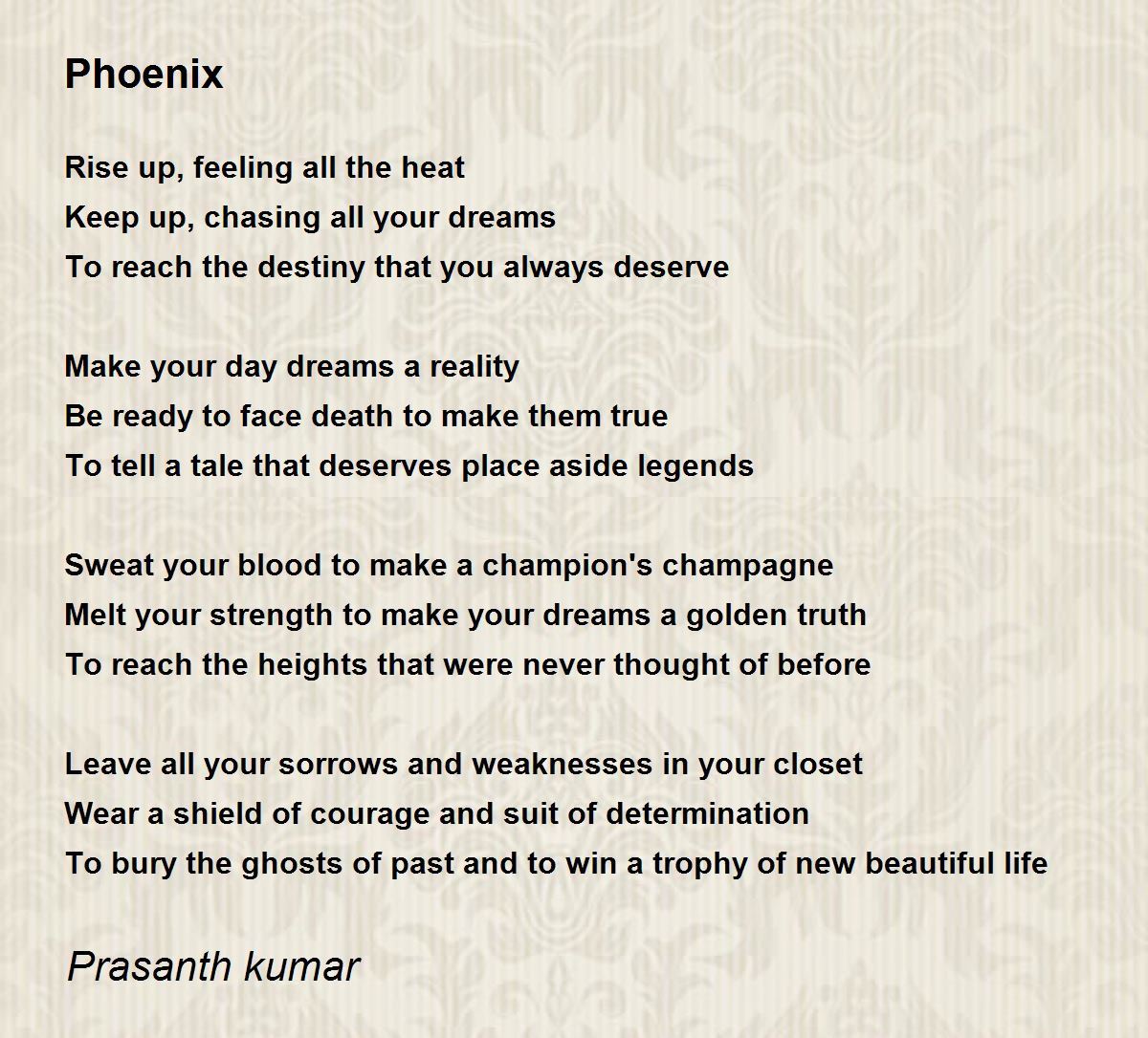 Phoenix Phoenix Poem by Prasanth kumar