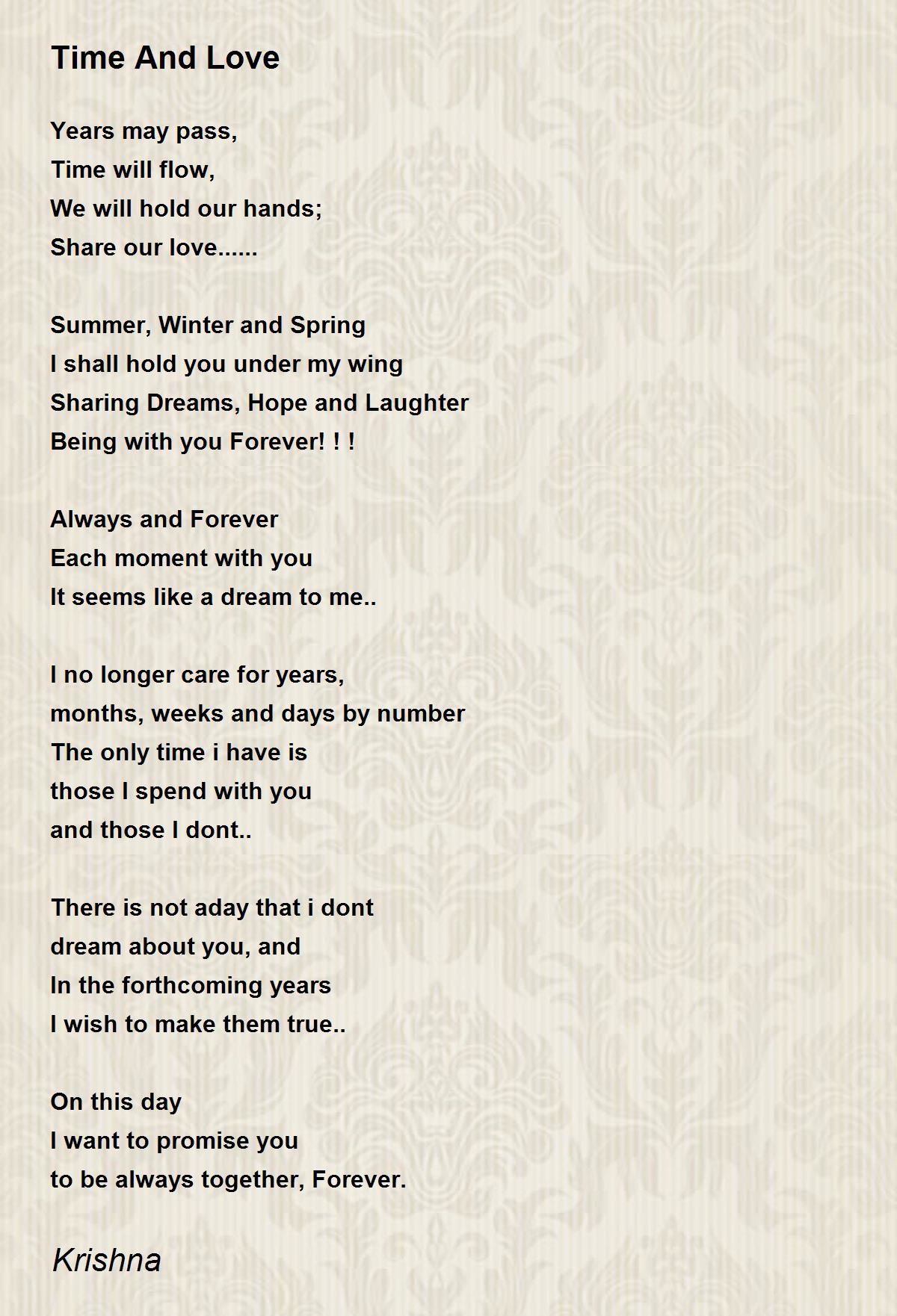 Time And Love Time And Love Poem by Krishna