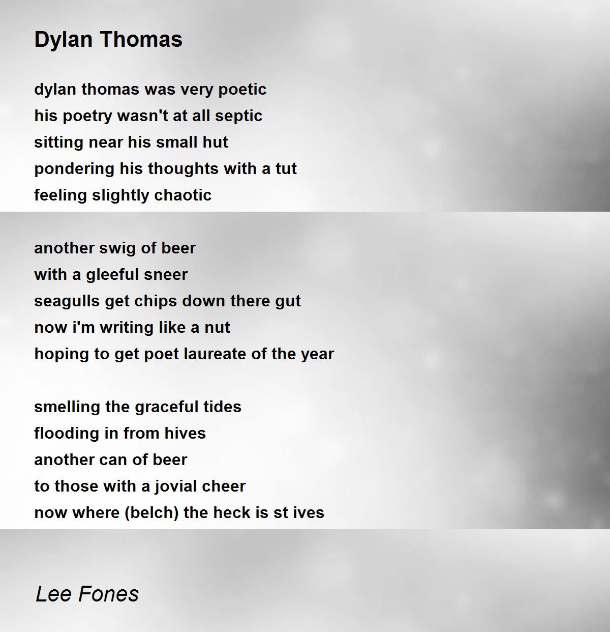 Dylan Thomas by Lee Fones - Dylan Thomas Poem