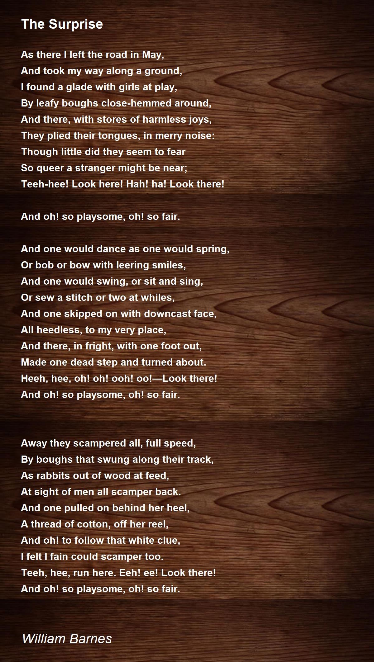 The Surprise Poem by William Barnes - Poem Hunter