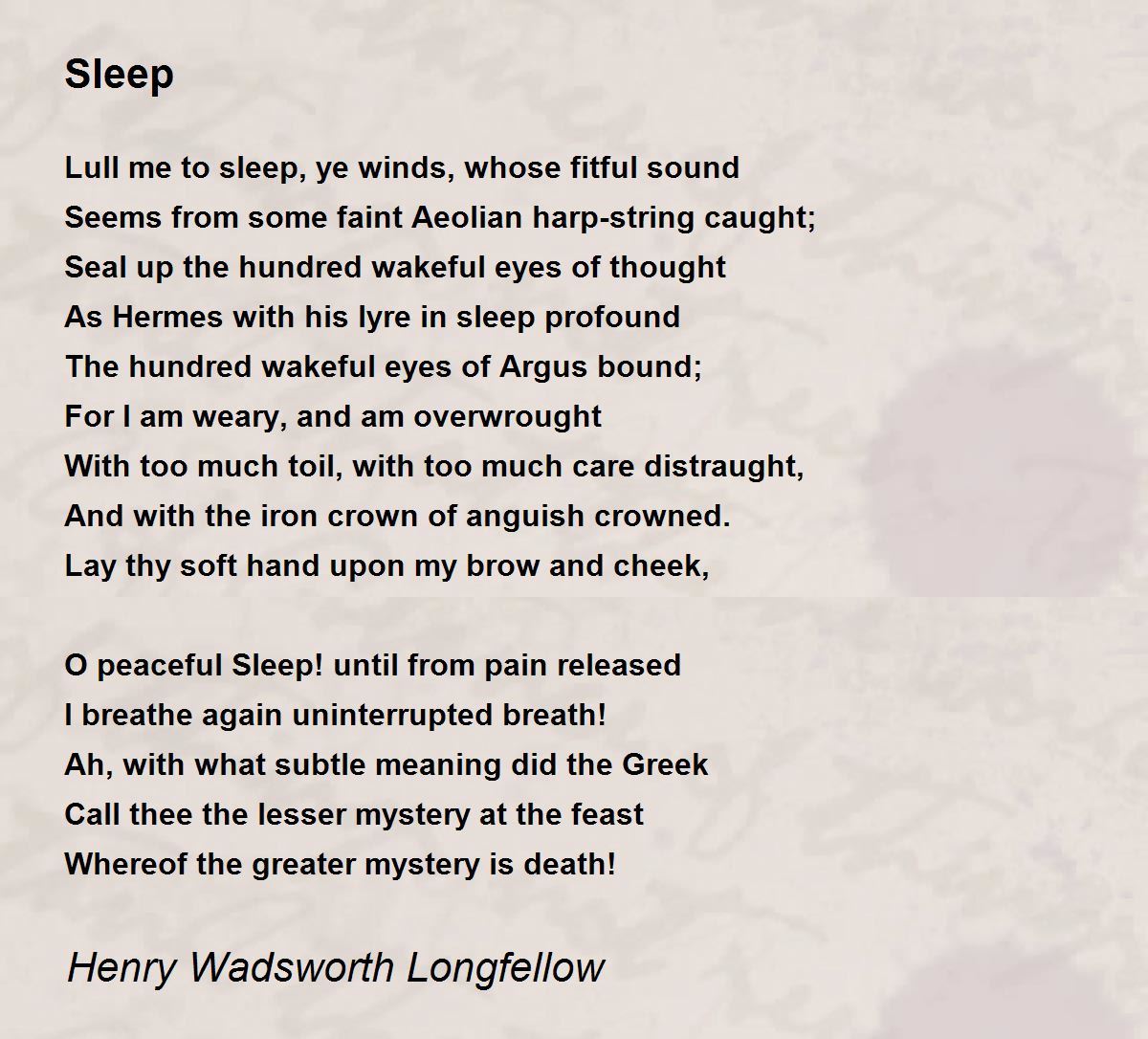 What is the mood in Henry Wadsworth Longfellow's poem 